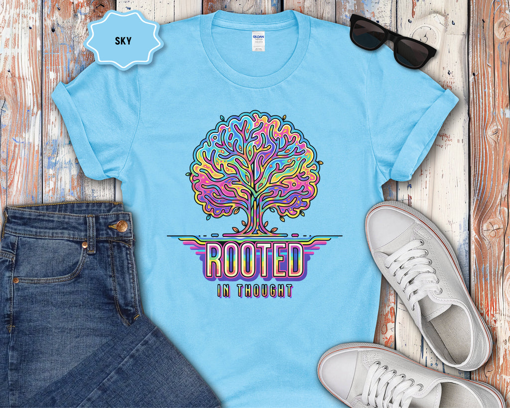 Rooted in Thought Tree T-Shirt | Psychedelic Brain Tree Graphic Tee