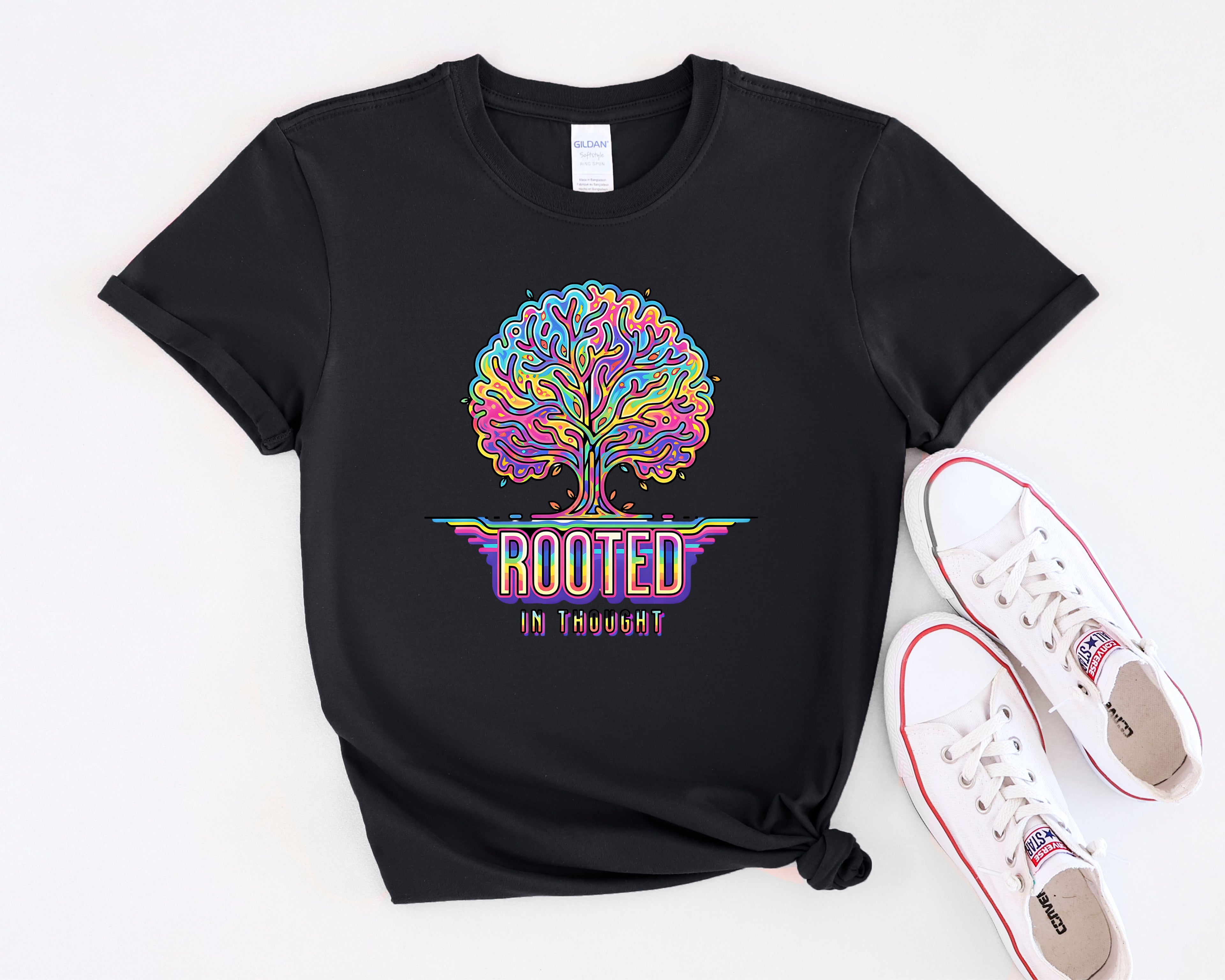 Rooted in Thought Tree T-Shirt | Psychedelic Brain Tree Graphic Tee