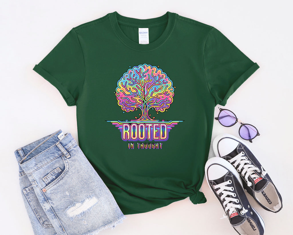 Rooted in Thought Tree T-Shirt | Psychedelic Brain Tree Graphic Tee