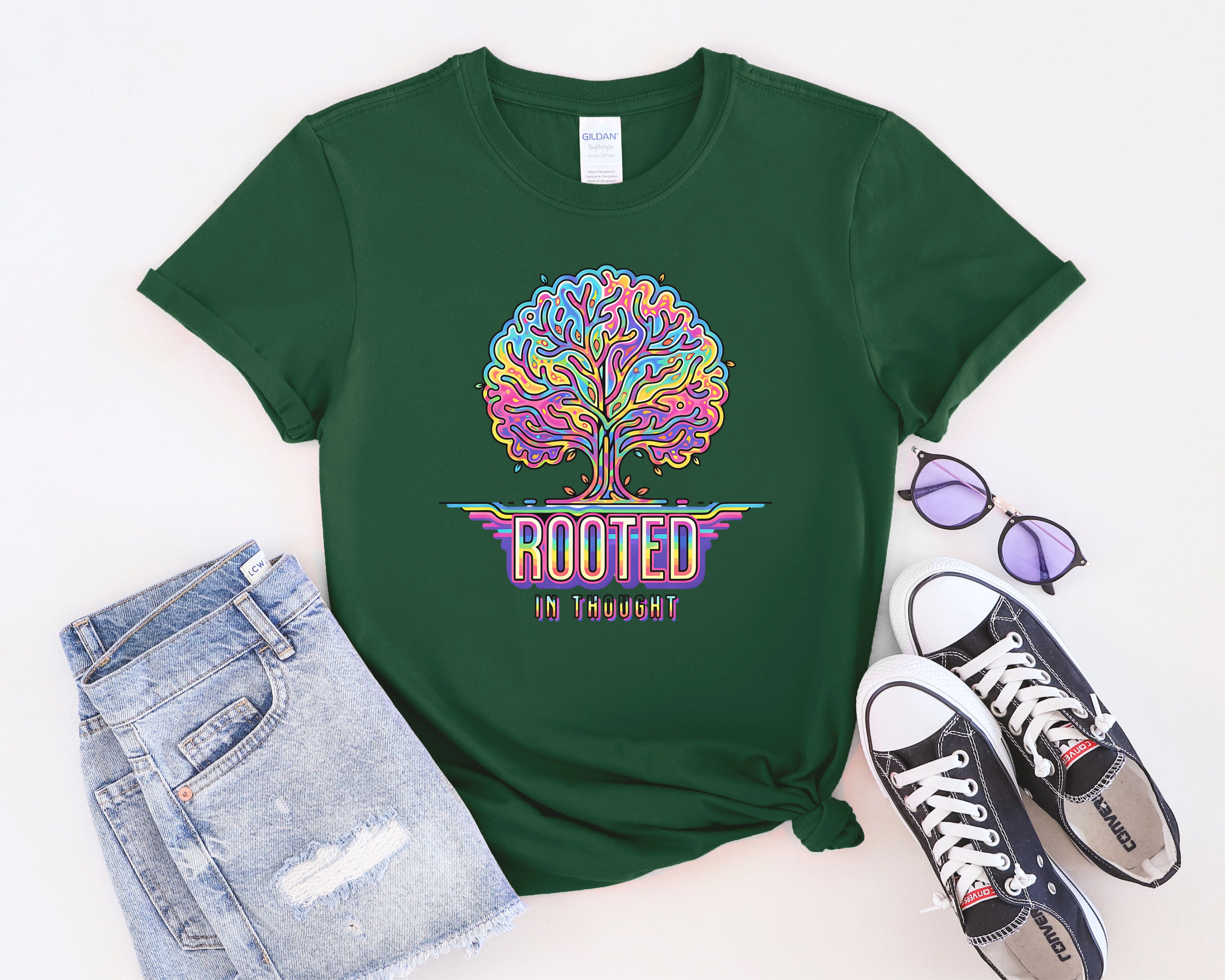 Rooted in Thought Tree T-Shirt | Psychedelic Brain Tree Graphic Tee