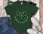 Neon Green Butterfly Illustration T-Shirt | 'The Unknown is Where Magic Lives'