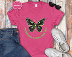 Neon Green Butterfly Illustration T-Shirt | 'The Unknown is Where Magic Lives'