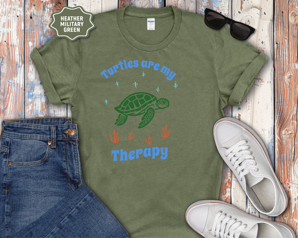 Turtles Are My Therapy T-Shirt | Turtle Graphic, Relaxing Animal Design