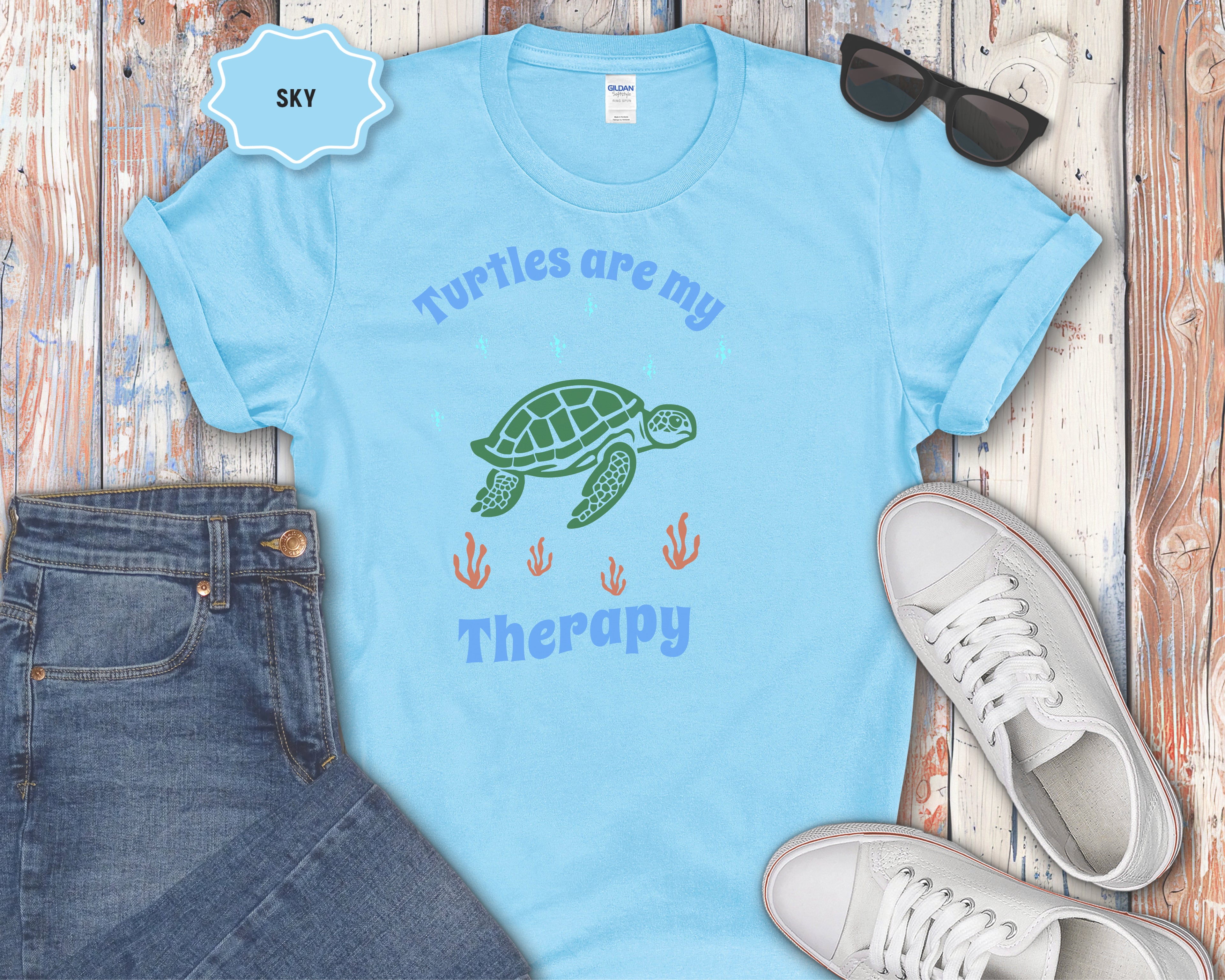 Turtles Are My Therapy T-Shirt | Turtle Graphic, Relaxing Animal Design