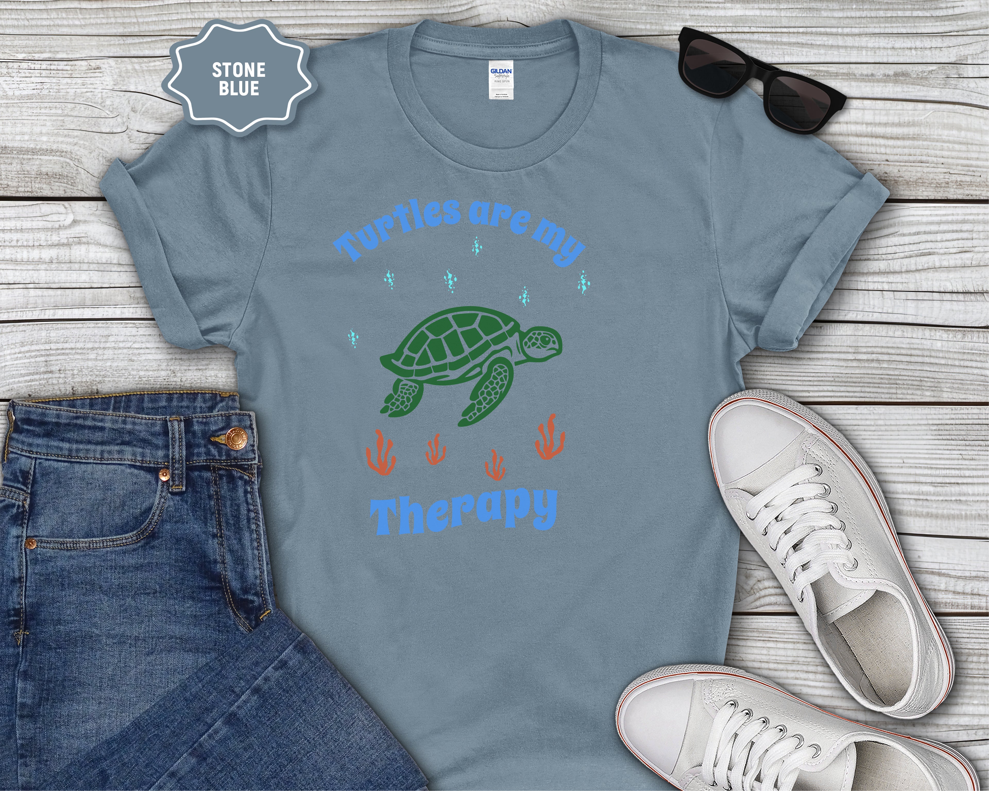 Turtles Are My Therapy T-Shirt | Turtle Graphic, Relaxing Animal Design