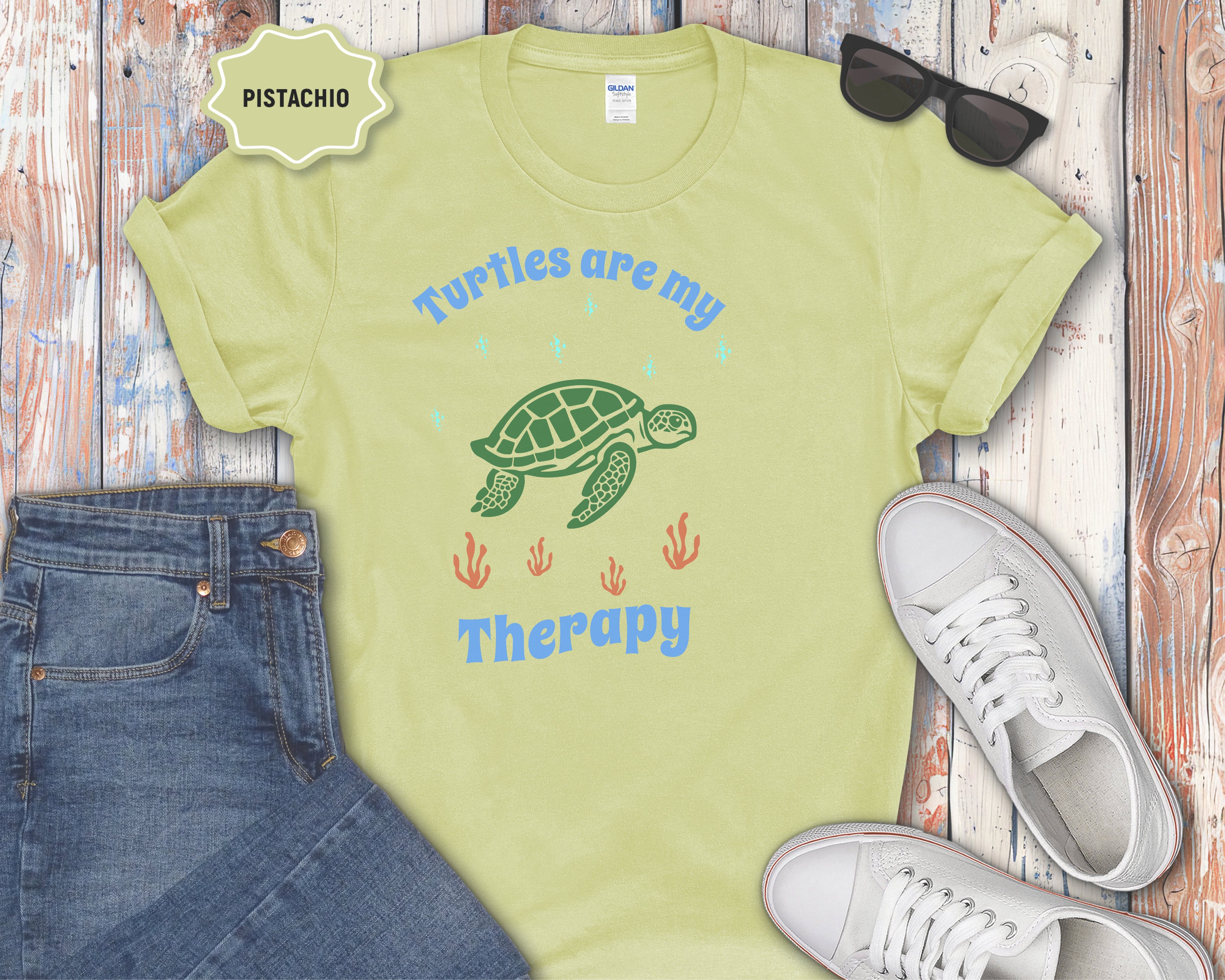 Turtles Are My Therapy T-Shirt | Turtle Graphic, Relaxing Animal Design