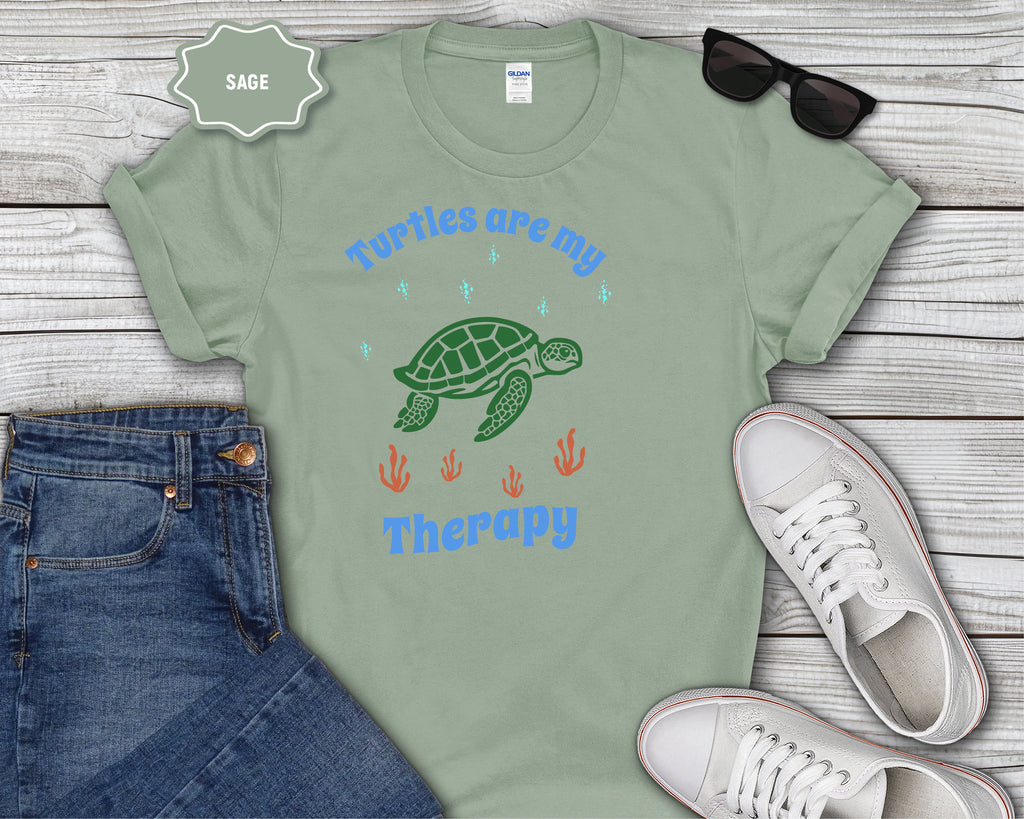 Turtles Are My Therapy T-Shirt | Turtle Graphic, Relaxing Animal Design