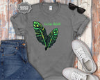 Neon Green Feather Illustration T-Shirt | 'Let Life Unfold'