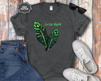 Neon Green Feather Illustration T-Shirt | 'Let Life Unfold'