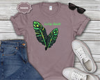 Neon Green Feather Illustration T-Shirt | 'Let Life Unfold'