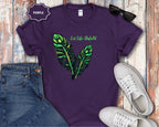 Neon Green Feather Illustration T-Shirt | 'Let Life Unfold'