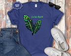 Neon Green Feather Illustration T-Shirt | 'Let Life Unfold'