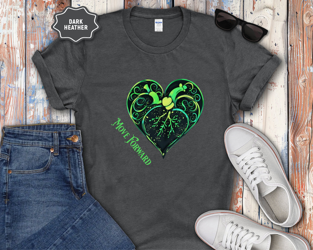 Neon Green Heart Illustration T-Shirt | 'Move Forward'