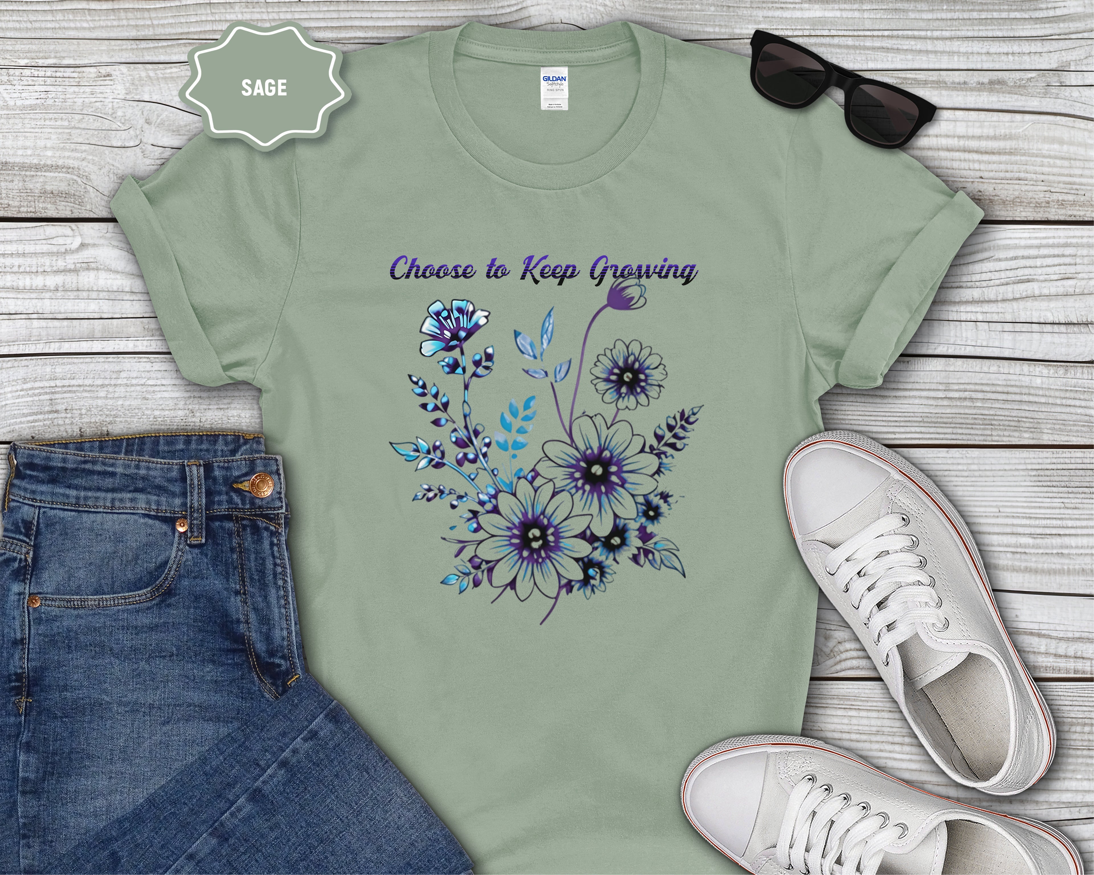 Choose to Keep Growing Floral Tee