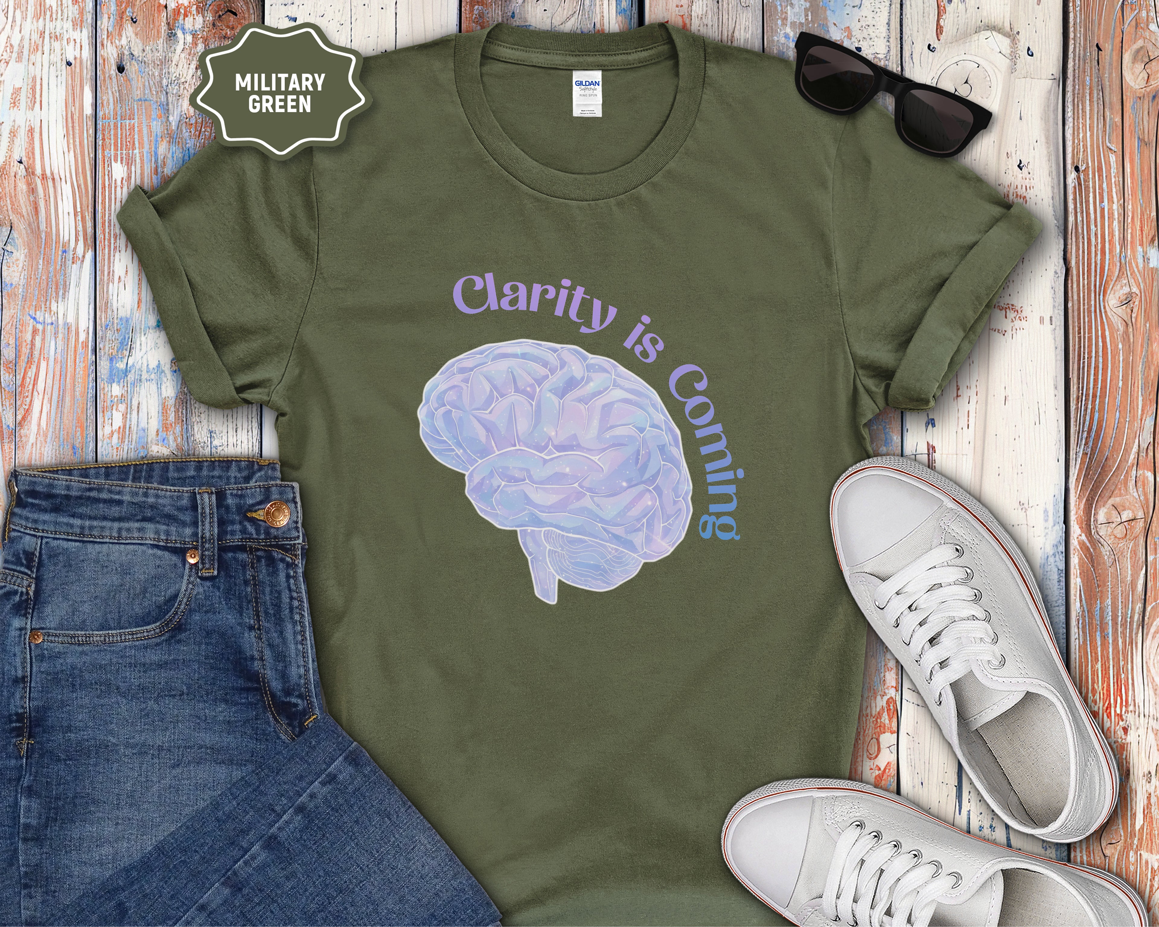 Clarity Is Coming brain graphic T-Shirt