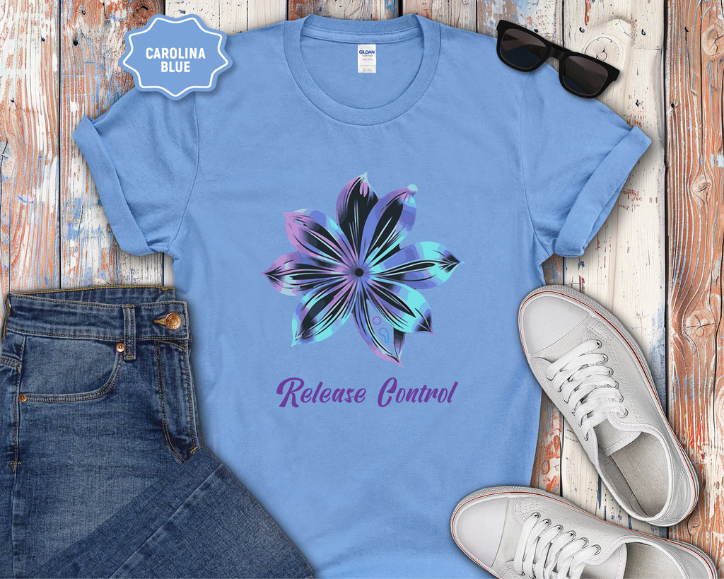 Blue Iridescent Flower Release Control T-Shirt