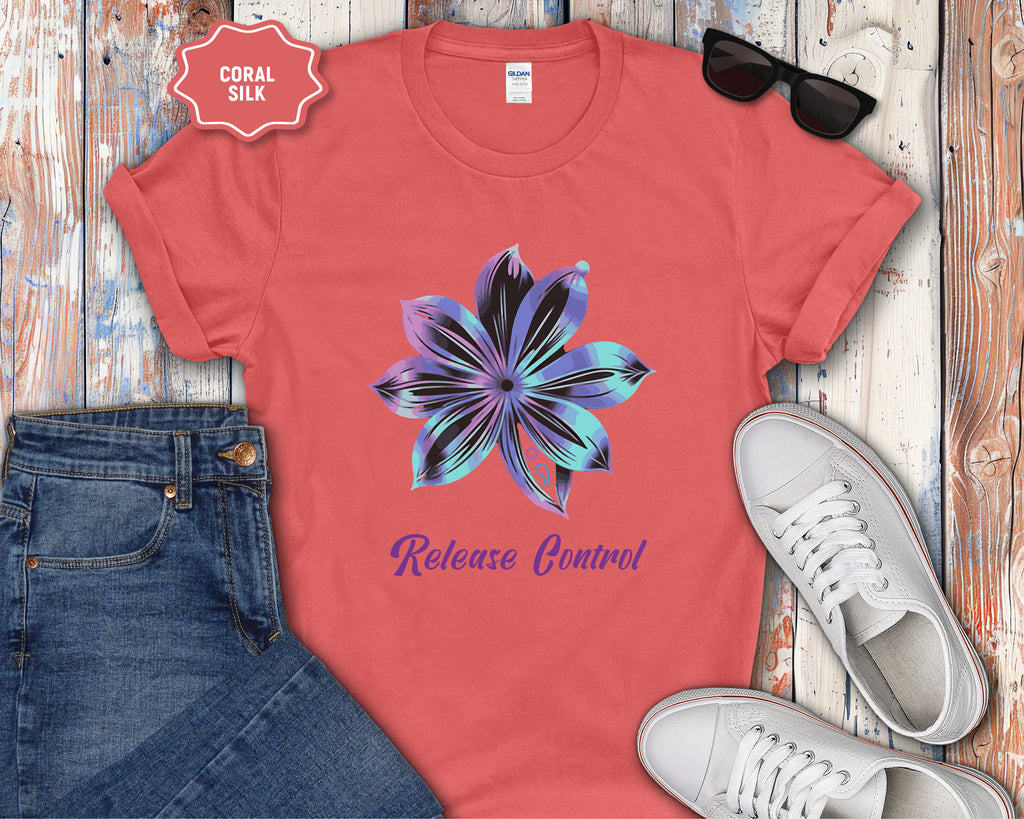 Blue Iridescent Flower Release Control T-Shirt