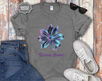 Blue Iridescent Flower Release Control T-Shirt