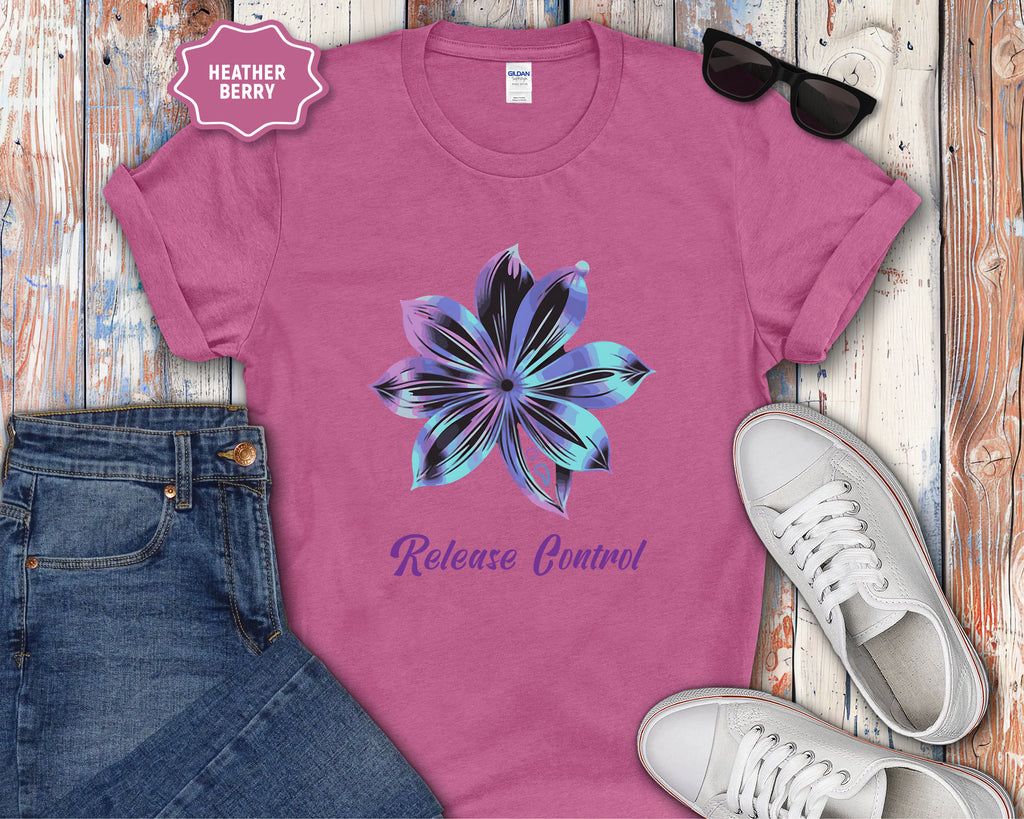 Blue Iridescent Flower Release Control T-Shirt