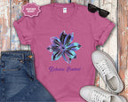 Blue Iridescent Flower Release Control T-Shirt