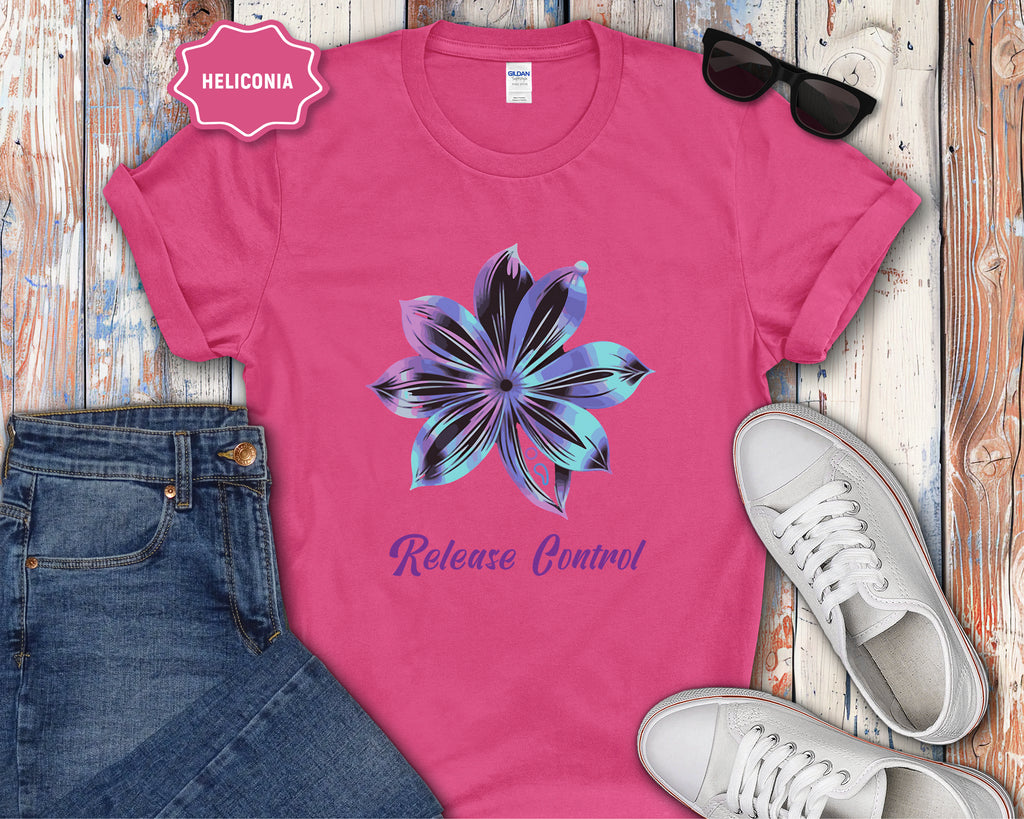 Blue Iridescent Flower Release Control T-Shirt