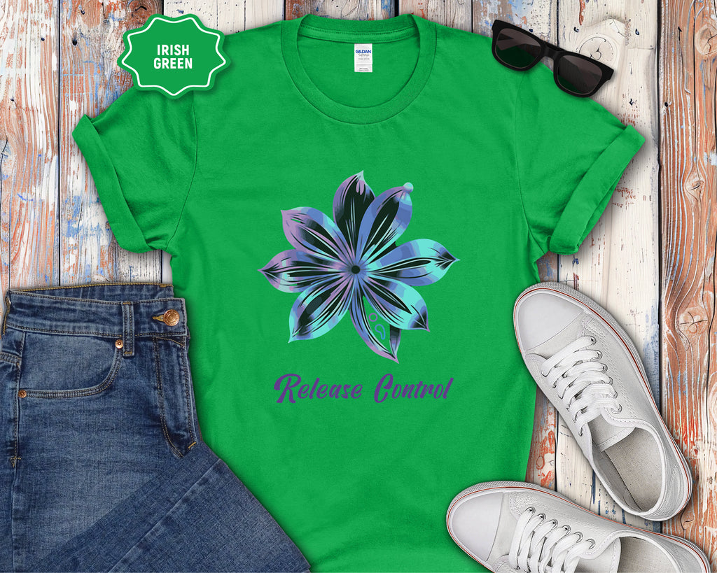 Blue Iridescent Flower Release Control T-Shirt