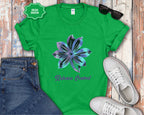 Blue Iridescent Flower Release Control T-Shirt