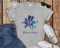 Blue Iridescent Flower Release Control T-Shirt