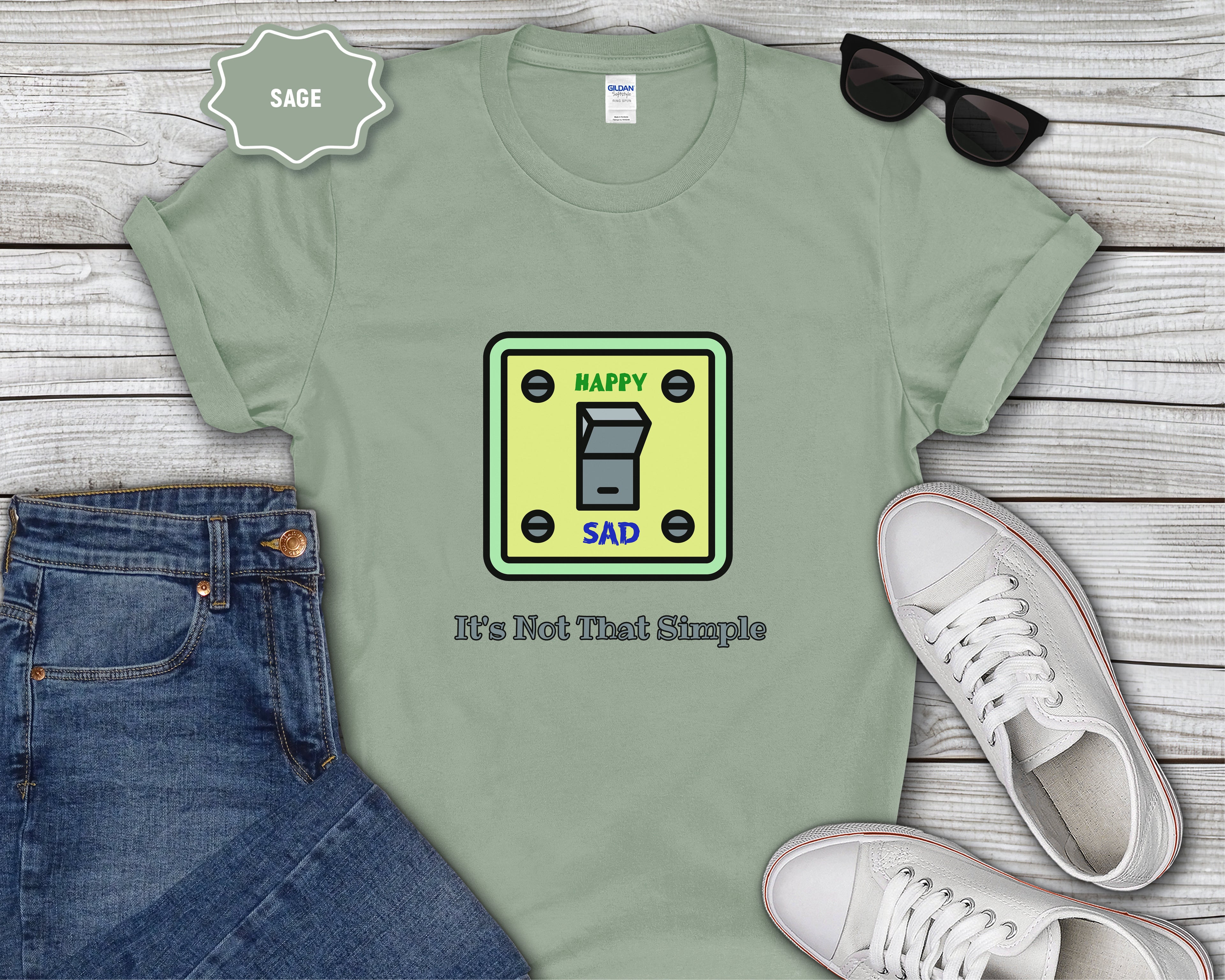 It's Not That Simple Happy Sad Light Switch T-Shirt