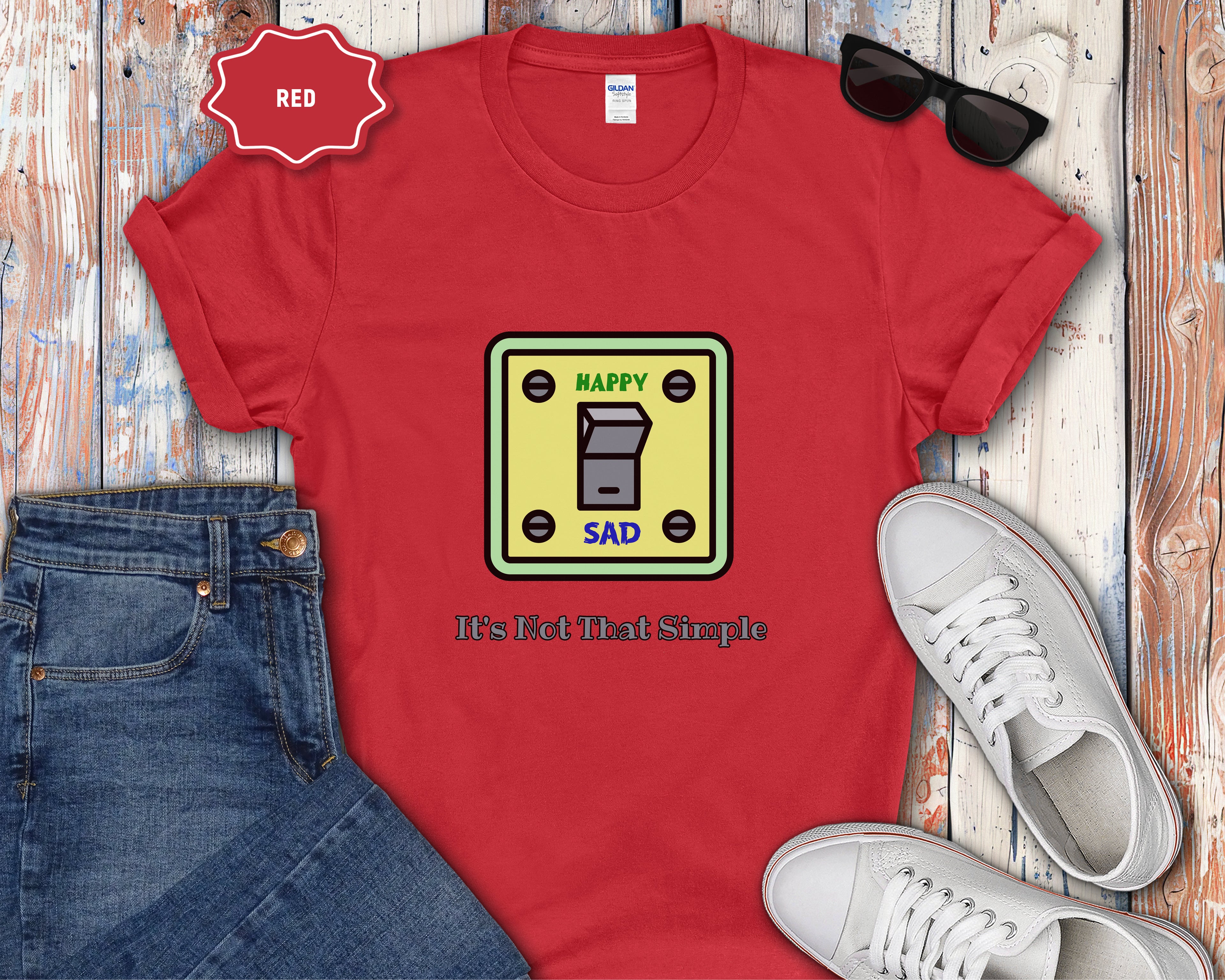 It's Not That Simple Happy Sad Light Switch T-Shirt