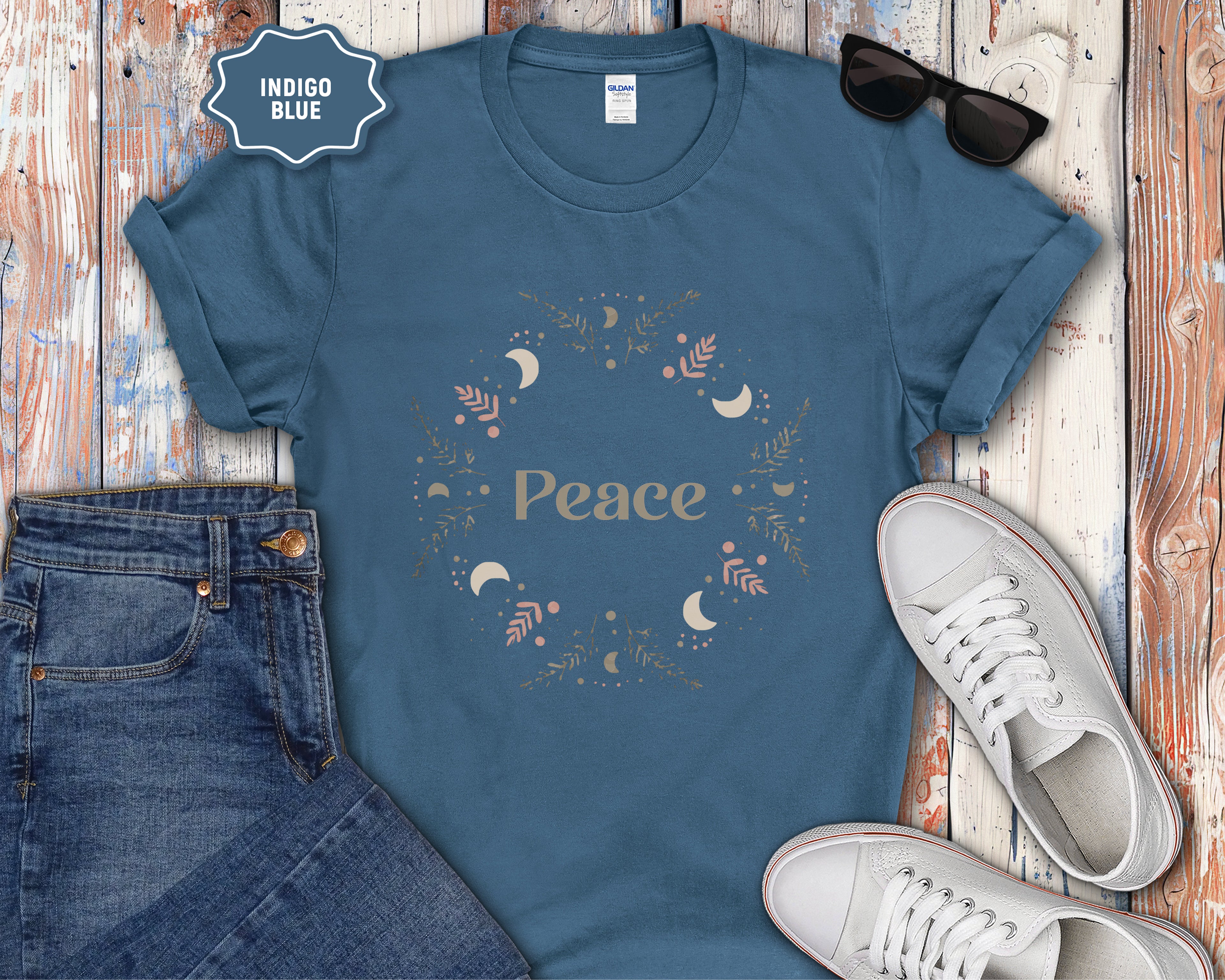 Peace Celsius Moon Phase Wreath T-Shirt