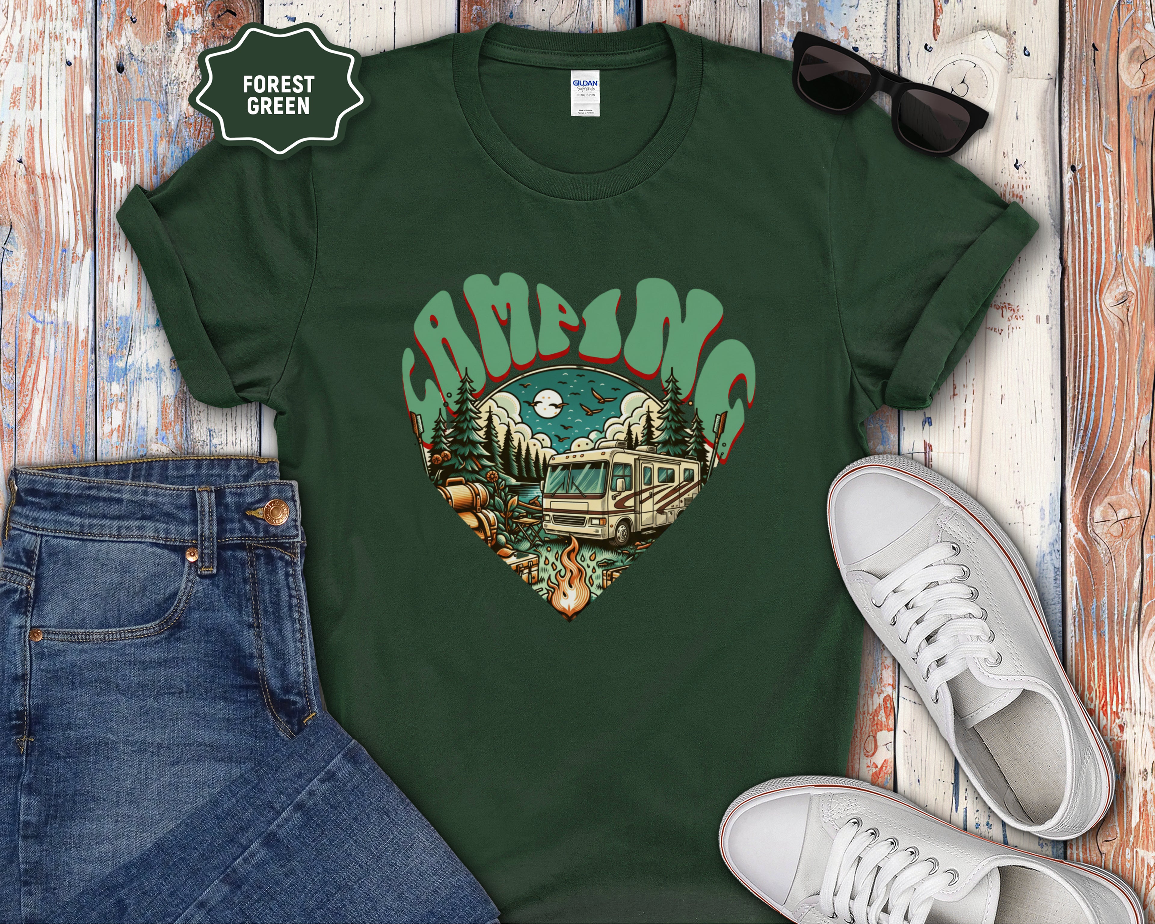 Camping Heart Graphic T-Shirt