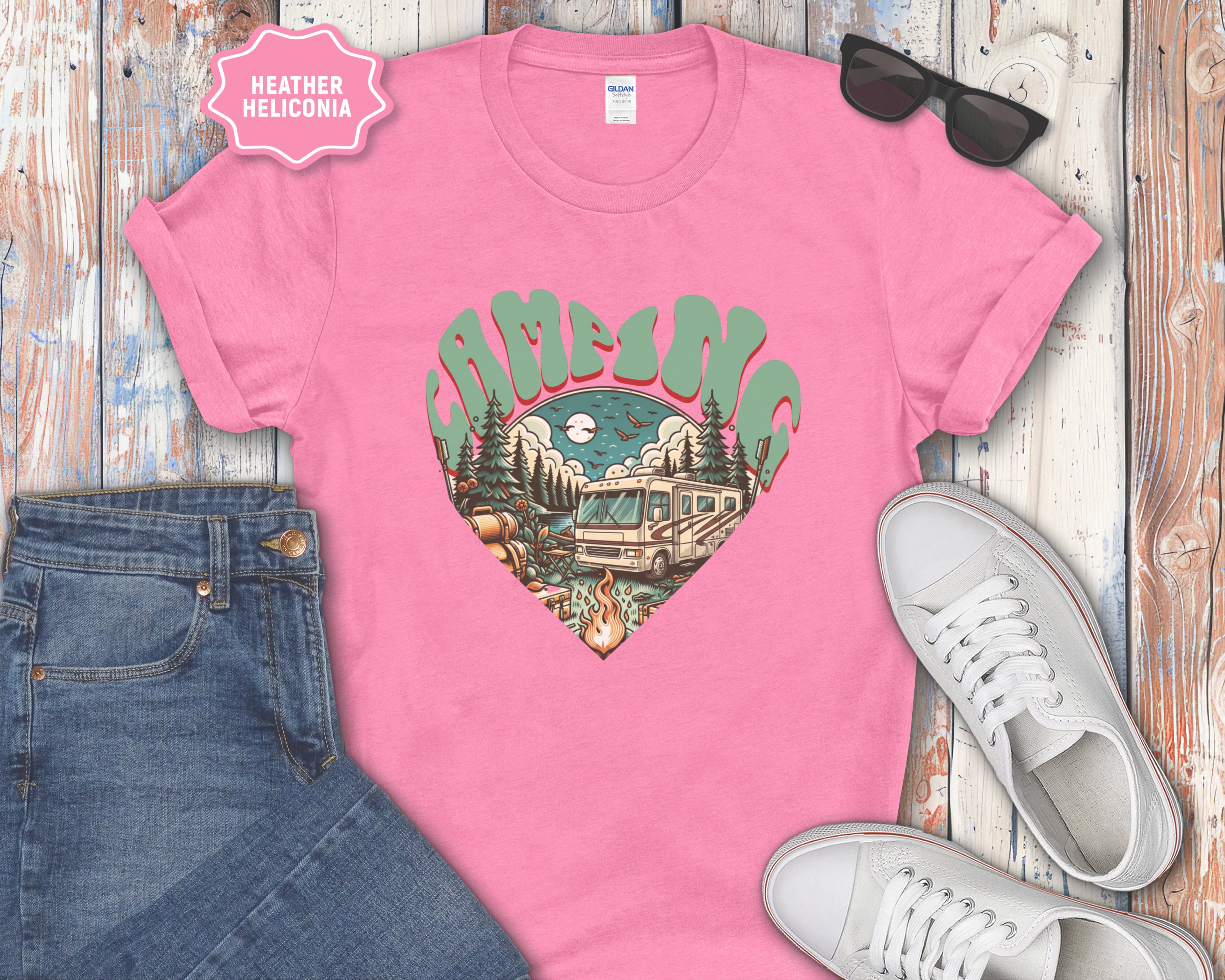 Camping Heart Graphic T-Shirt
