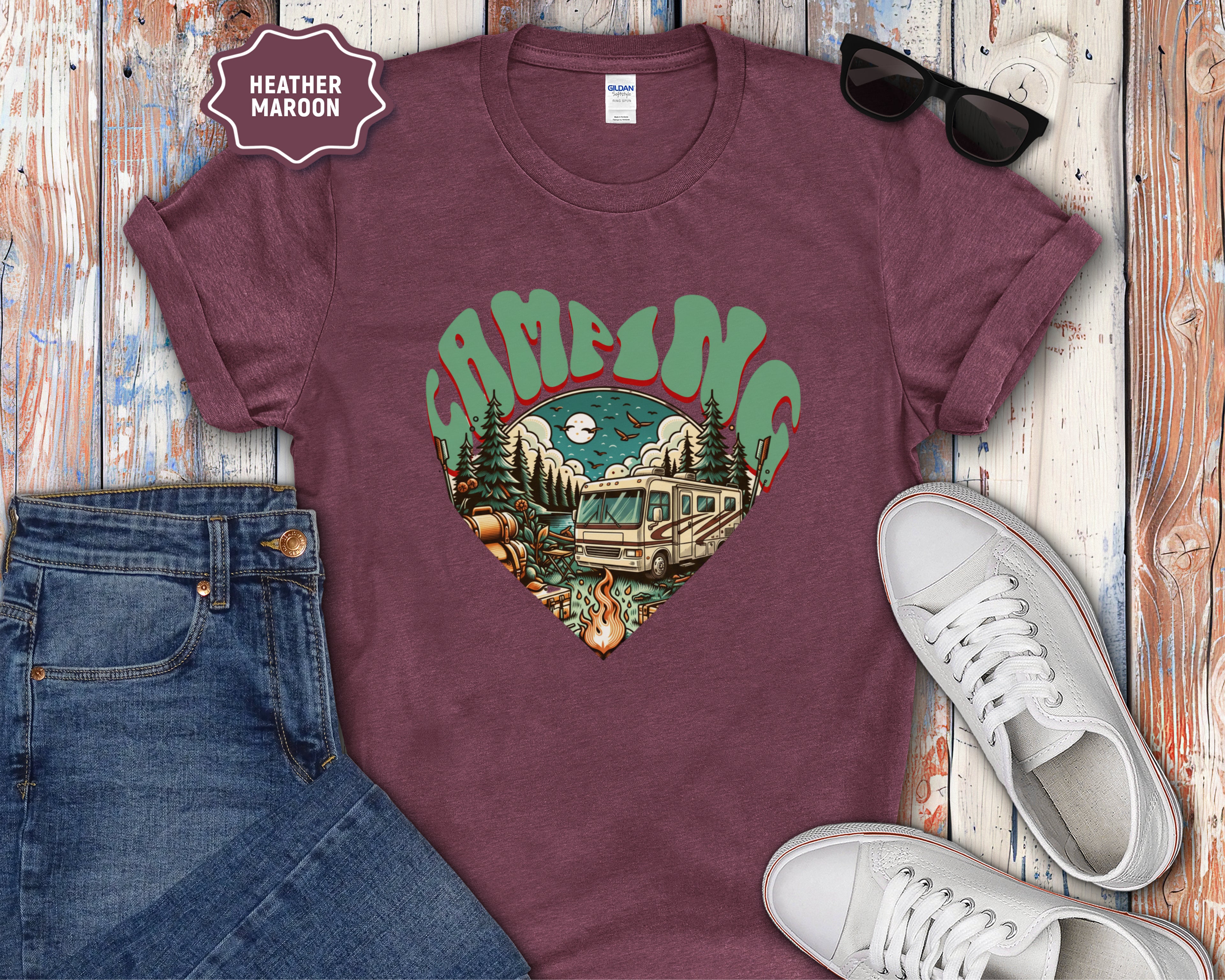Camping Heart Graphic T-Shirt