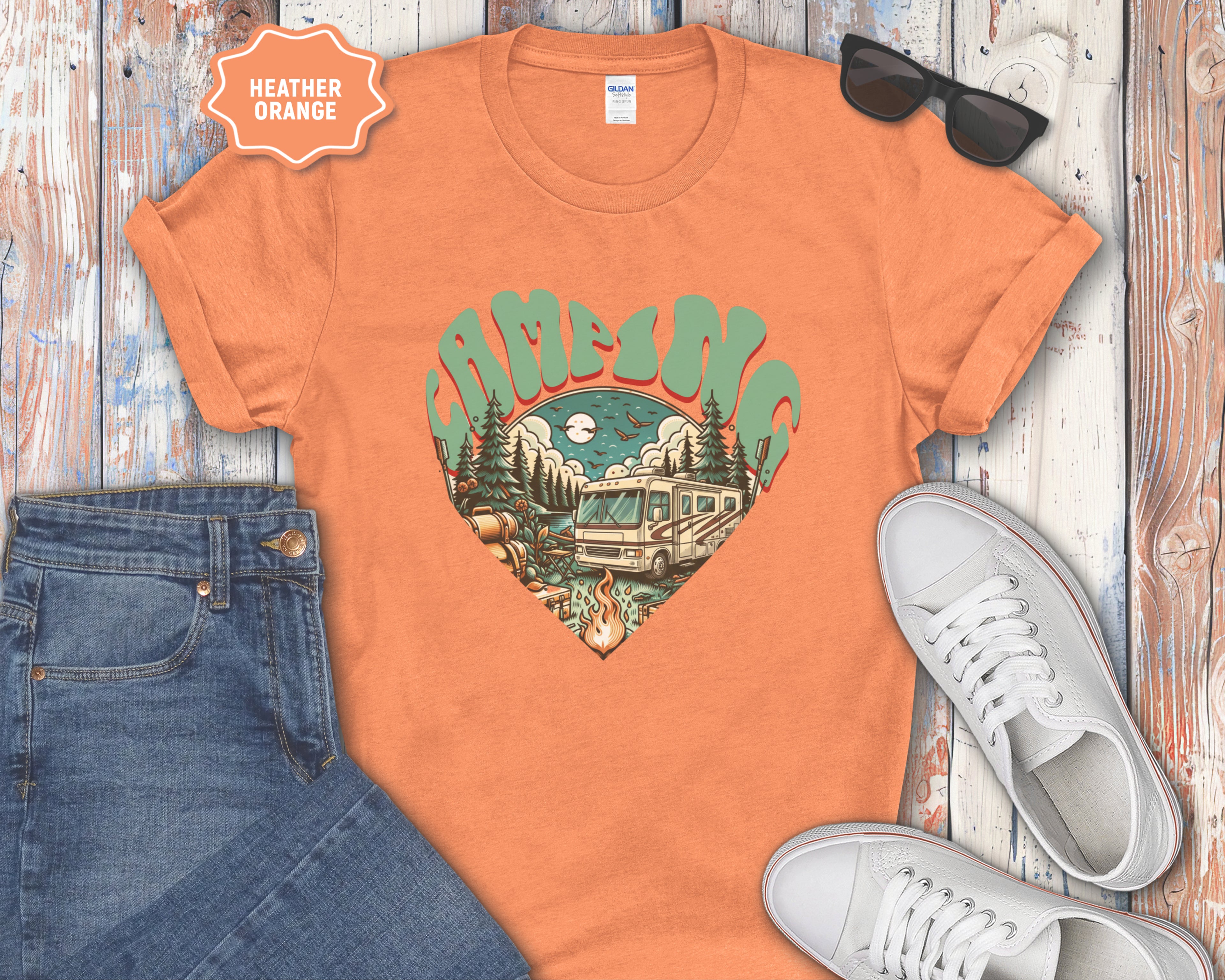 Camping Heart Graphic T-Shirt