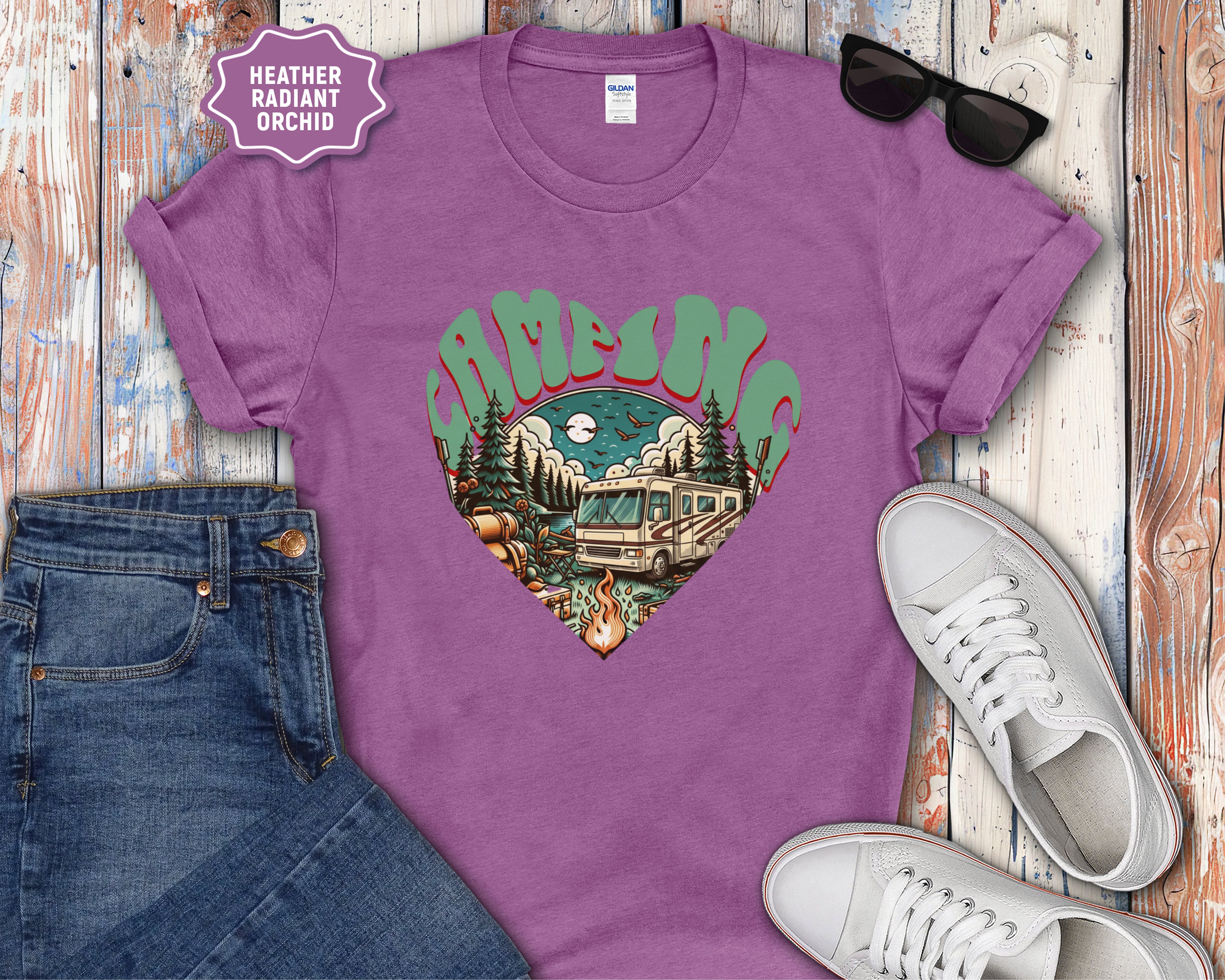 Camping Heart Graphic T-Shirt