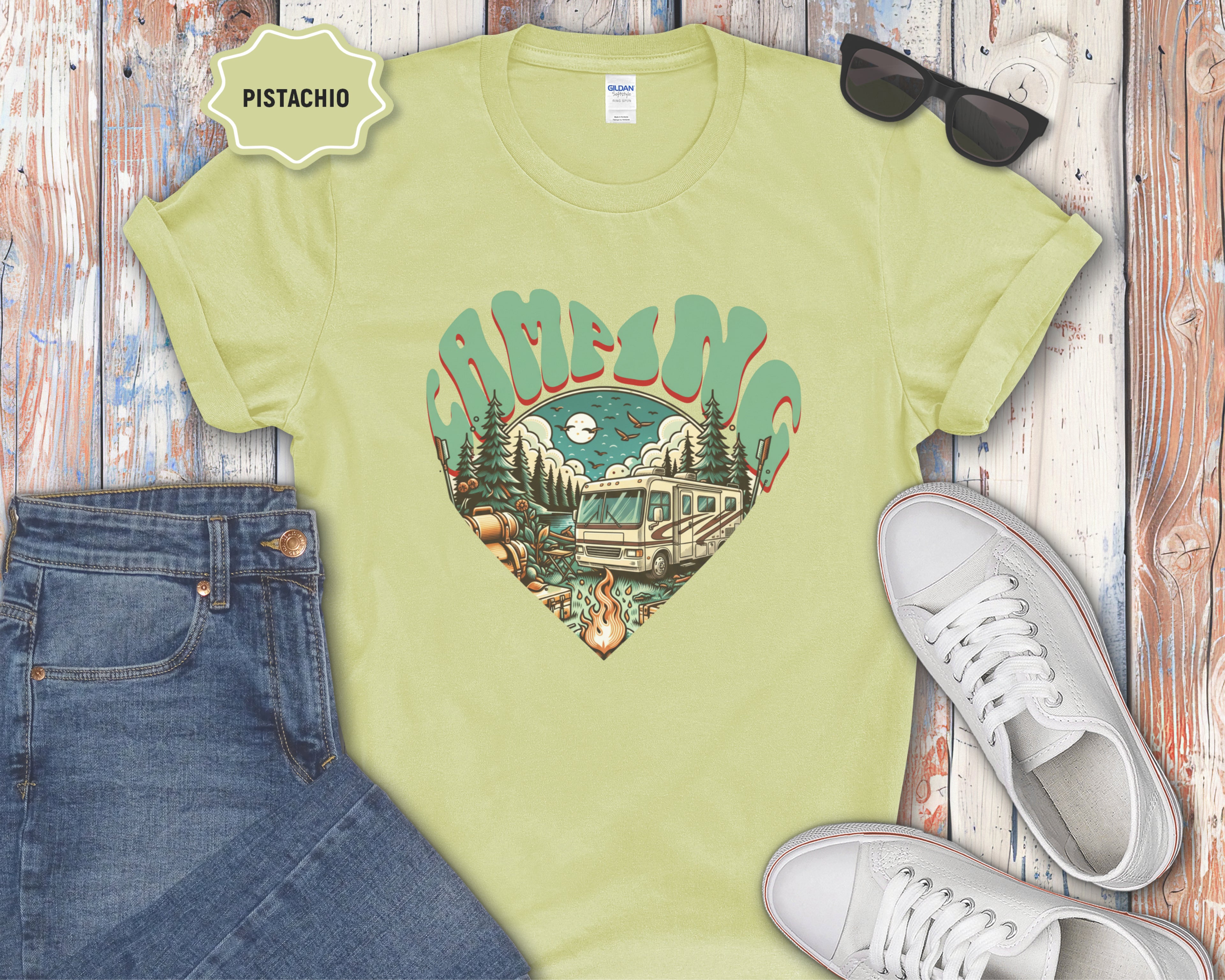 Camping Heart Graphic T-Shirt