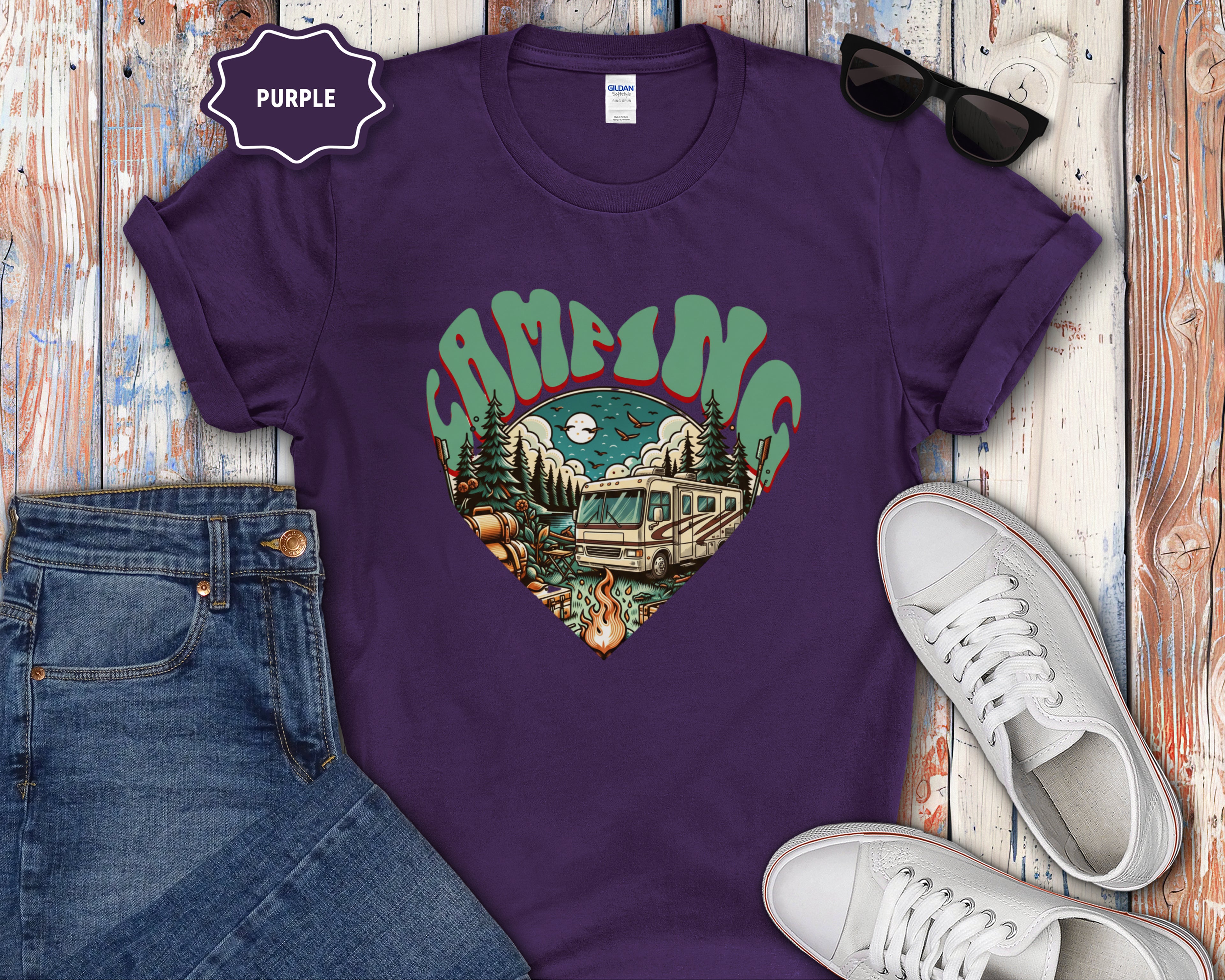 Camping Heart Graphic T-Shirt