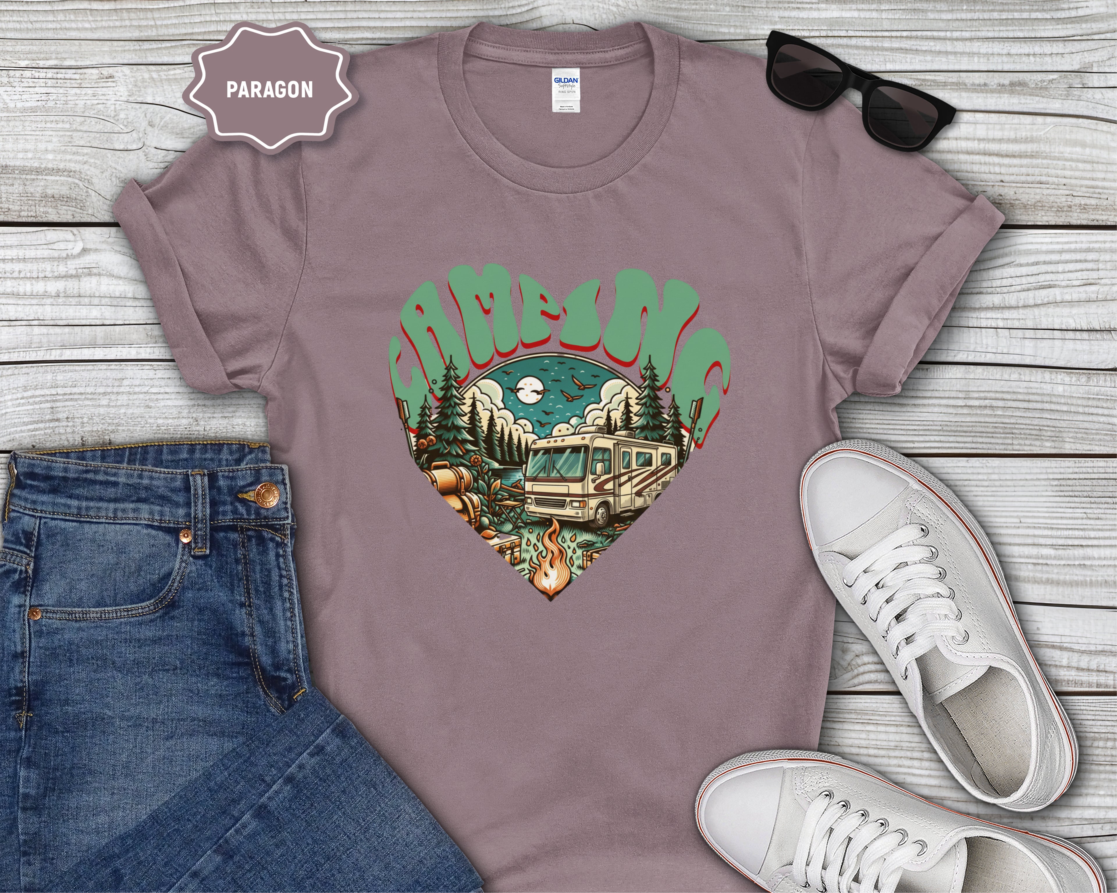 Camping Heart Graphic T-Shirt