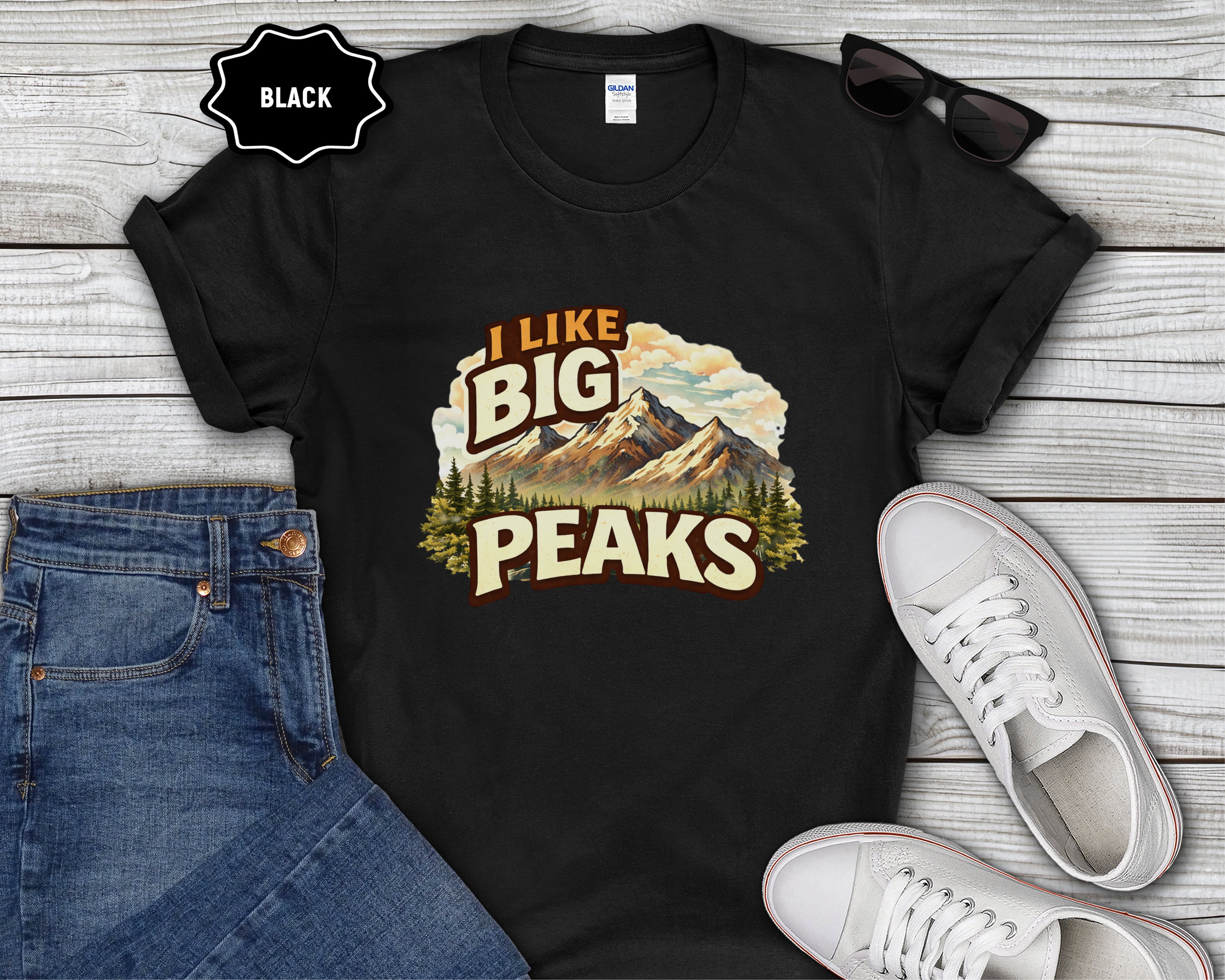 I Like Big Peaks Mountain Vintage Graphic T-Shirt