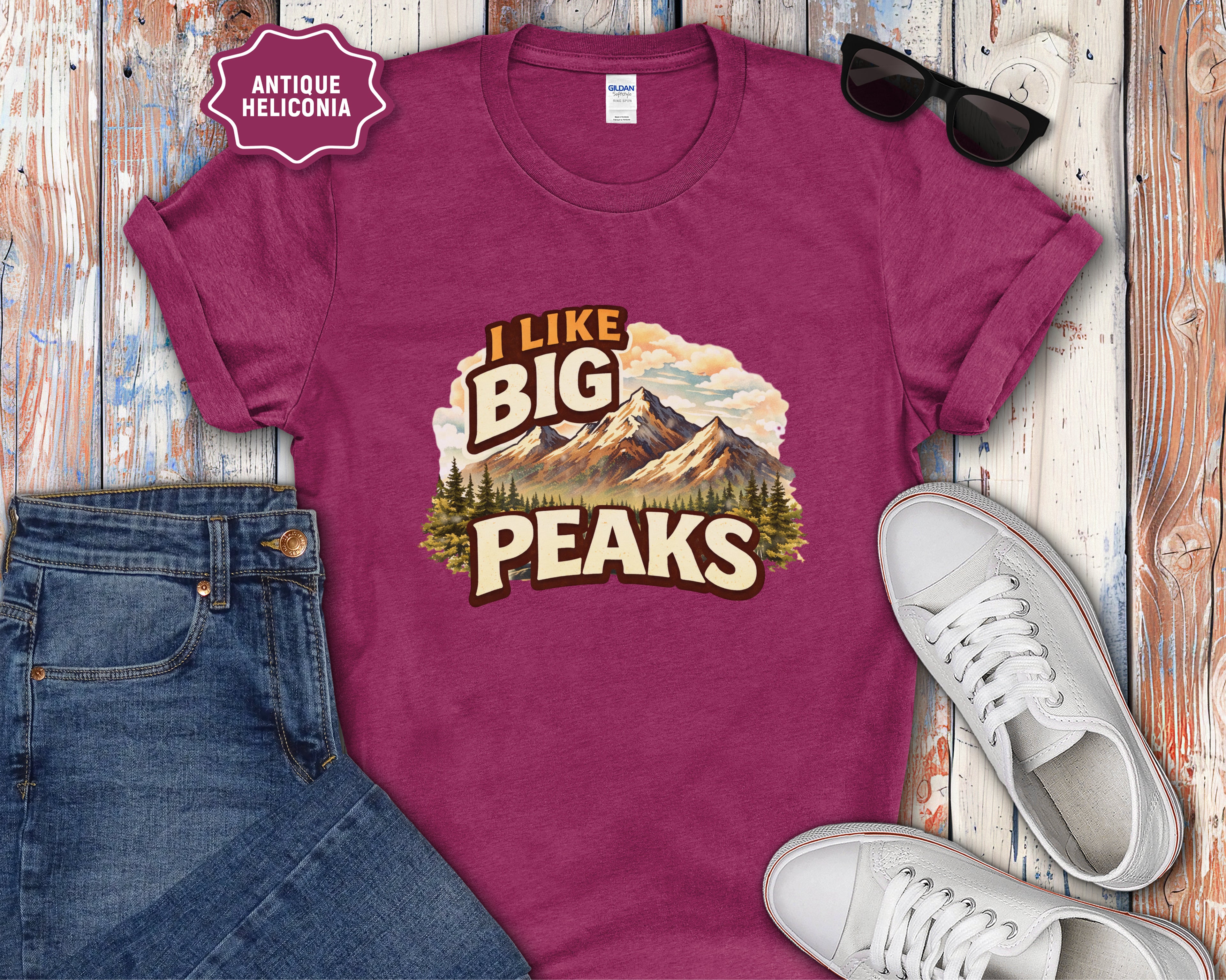 I Like Big Peaks Mountain Vintage Graphic T-Shirt