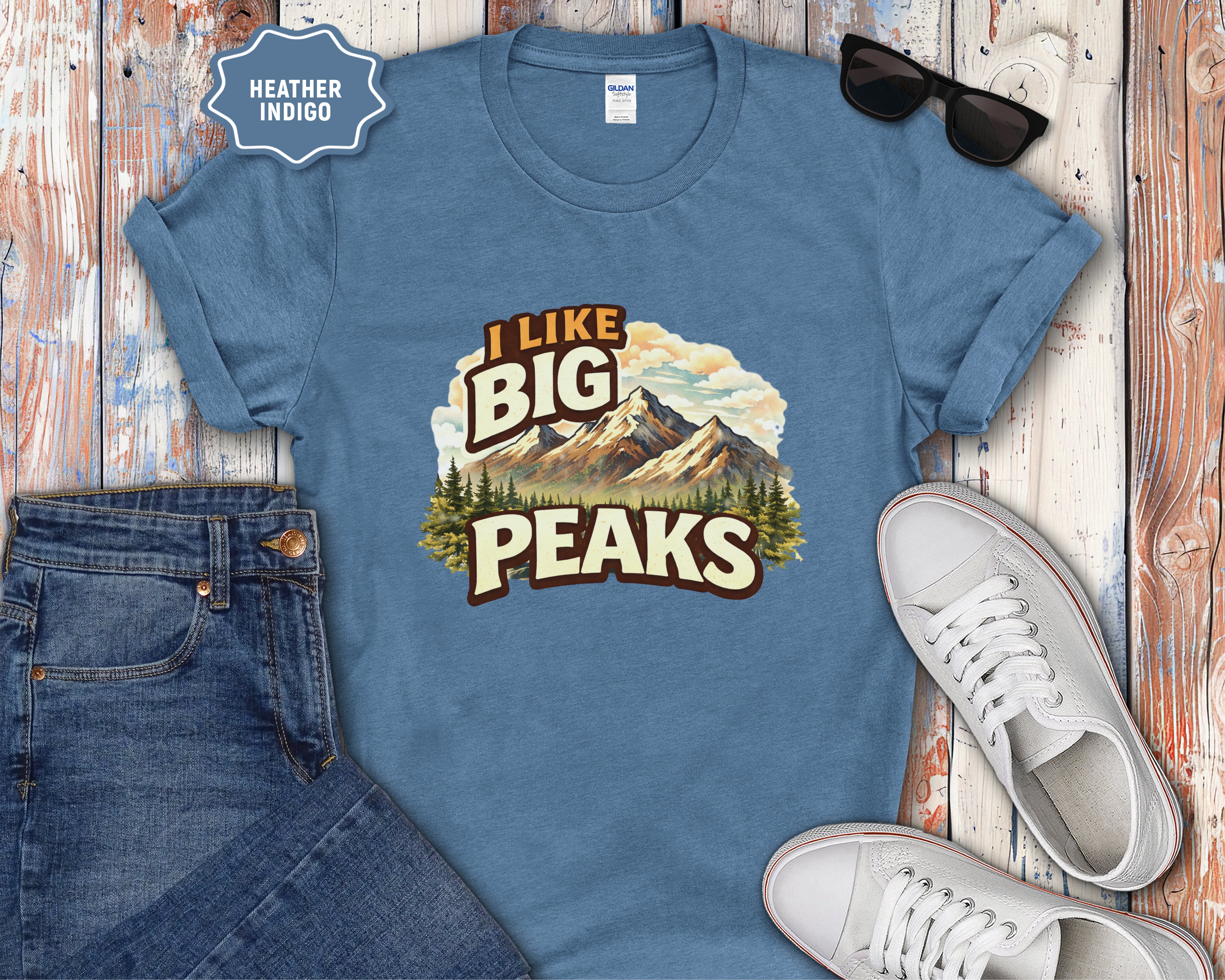 I Like Big Peaks Mountain Vintage Graphic T-Shirt
