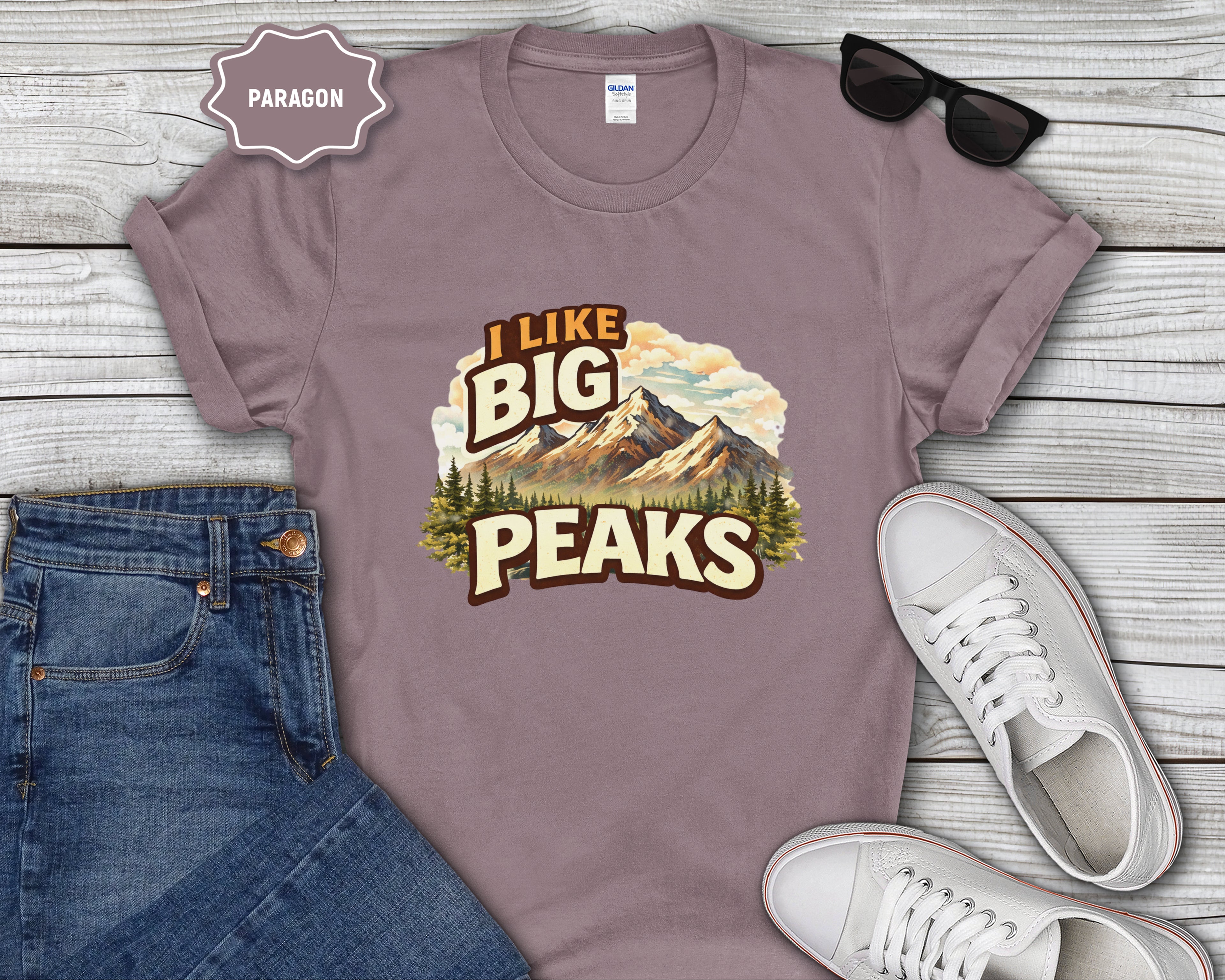 I Like Big Peaks Mountain Vintage Graphic T-Shirt