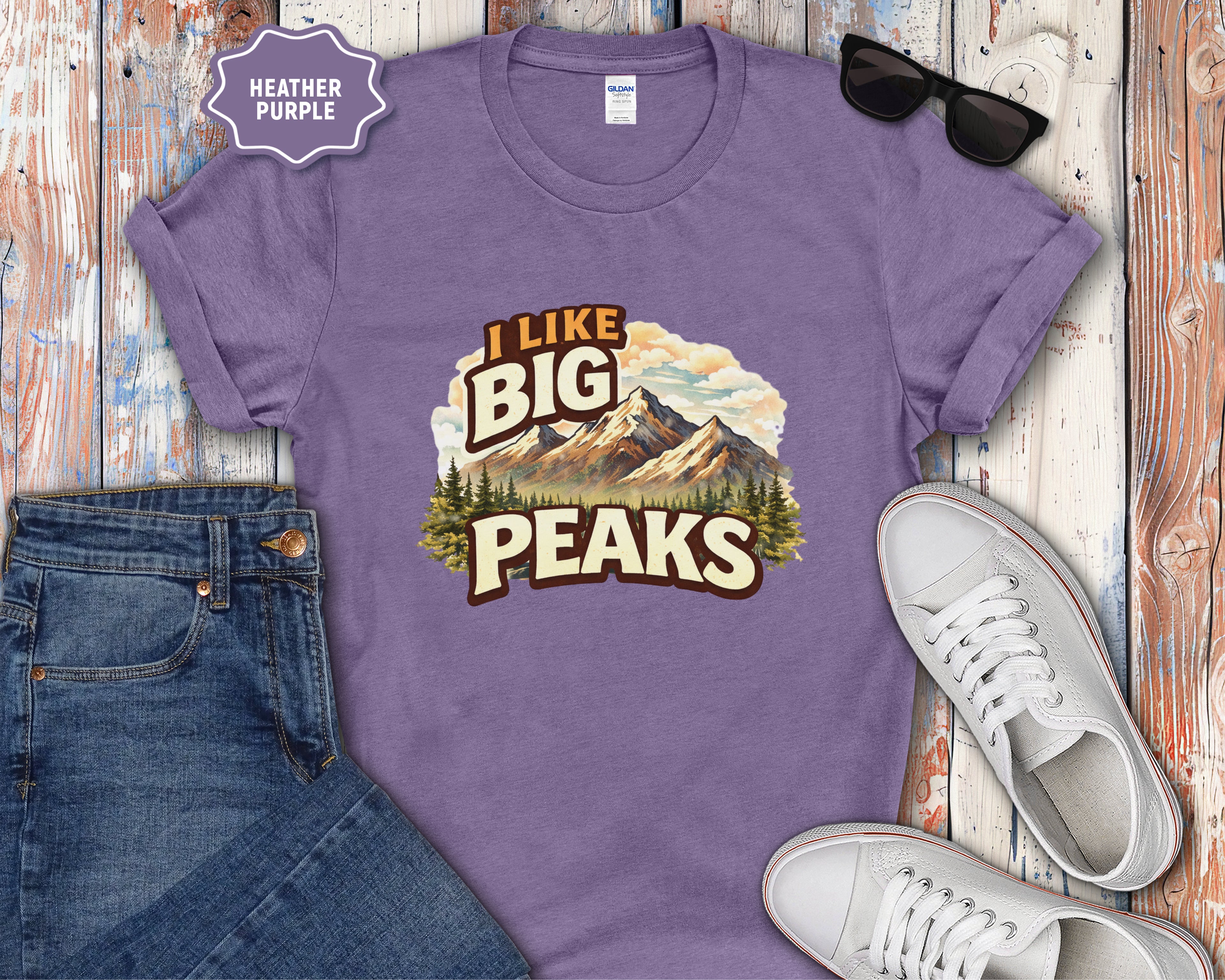 I Like Big Peaks Mountain Vintage Graphic T-Shirt