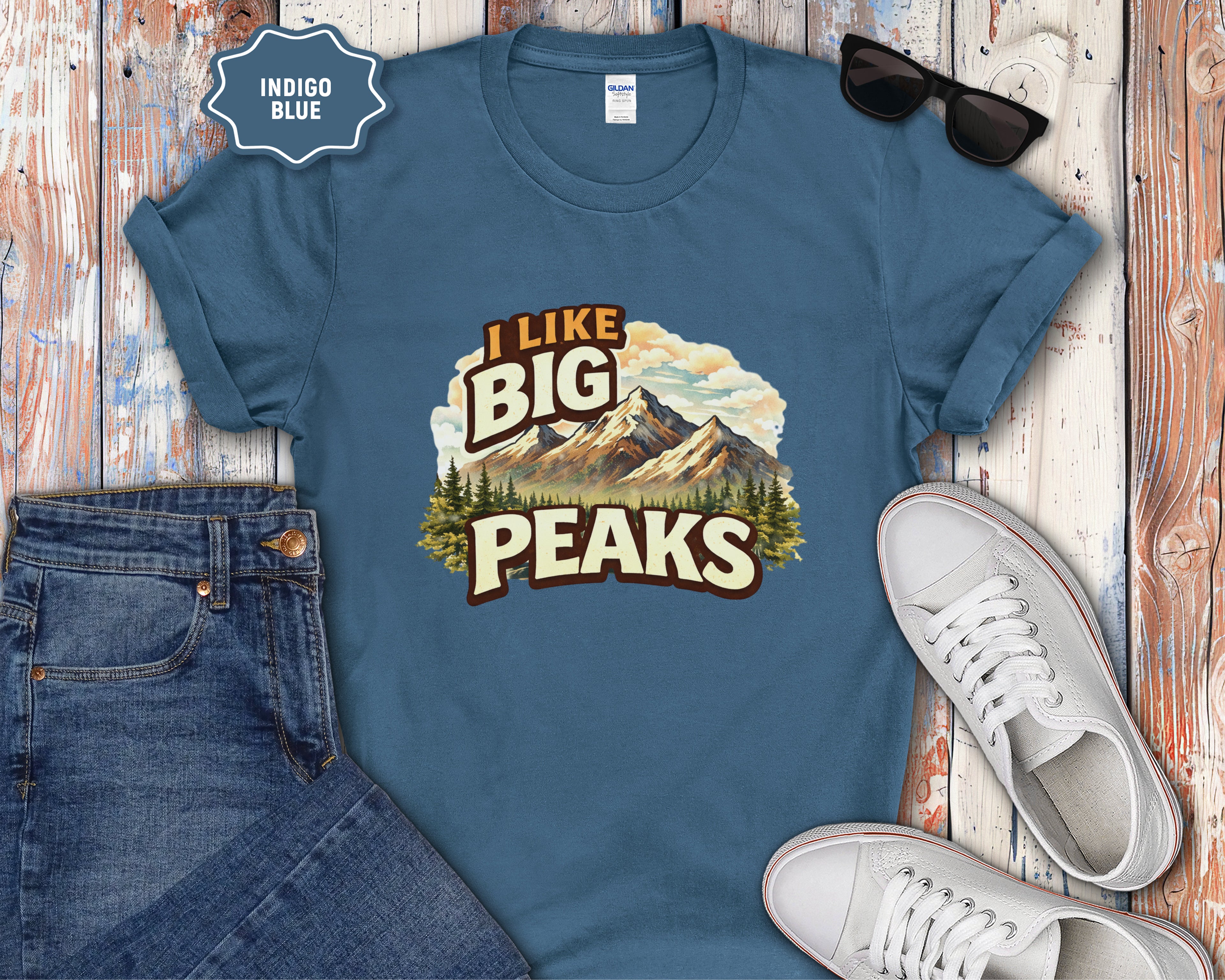 I Like Big Peaks Mountain Vintage Graphic T-Shirt