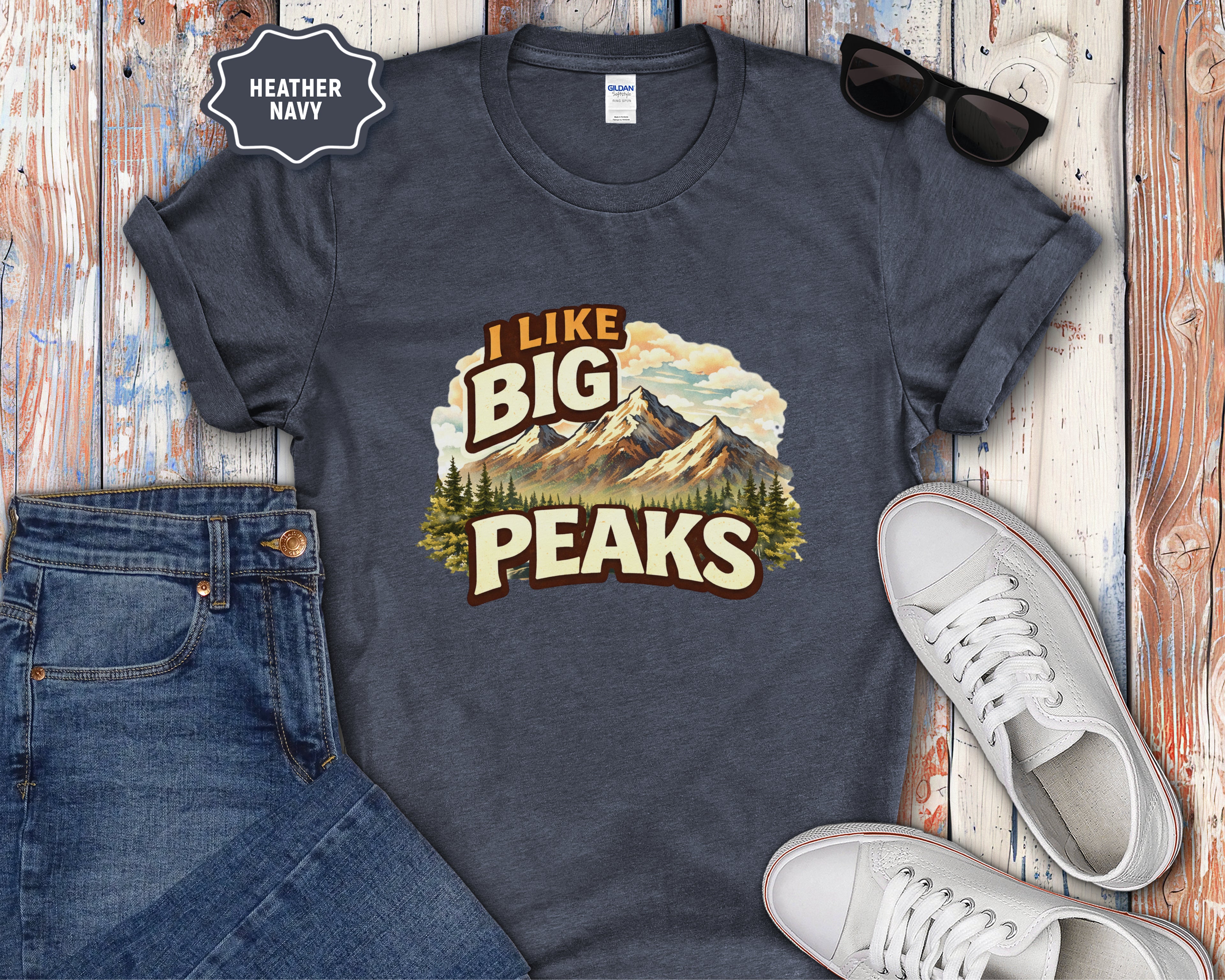 I Like Big Peaks Mountain Vintage Graphic T-Shirt