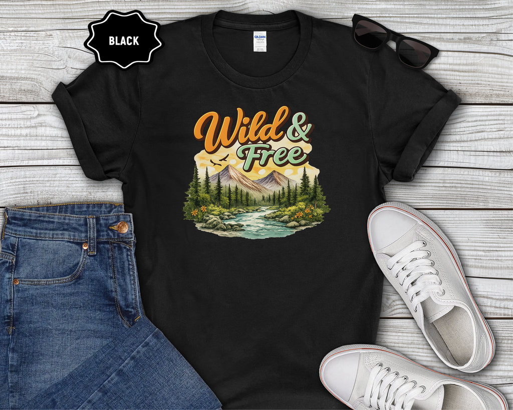 Wild & Free Mountain Scene T-Shirt