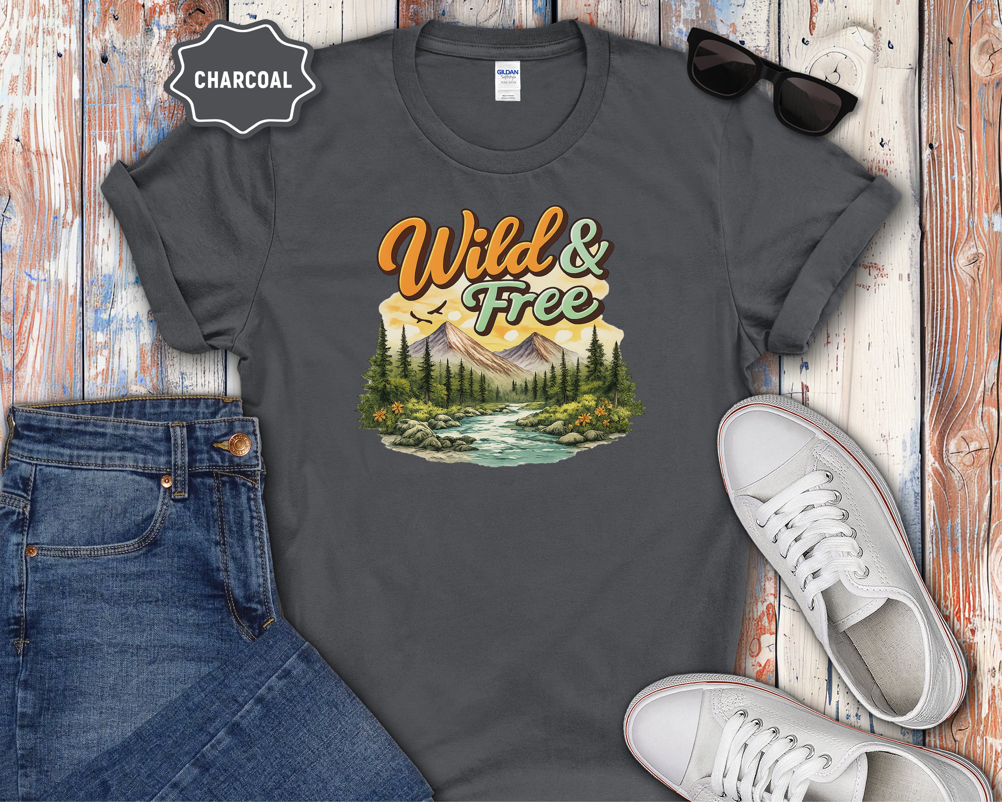 Wild & Free Mountain Scene T-Shirt