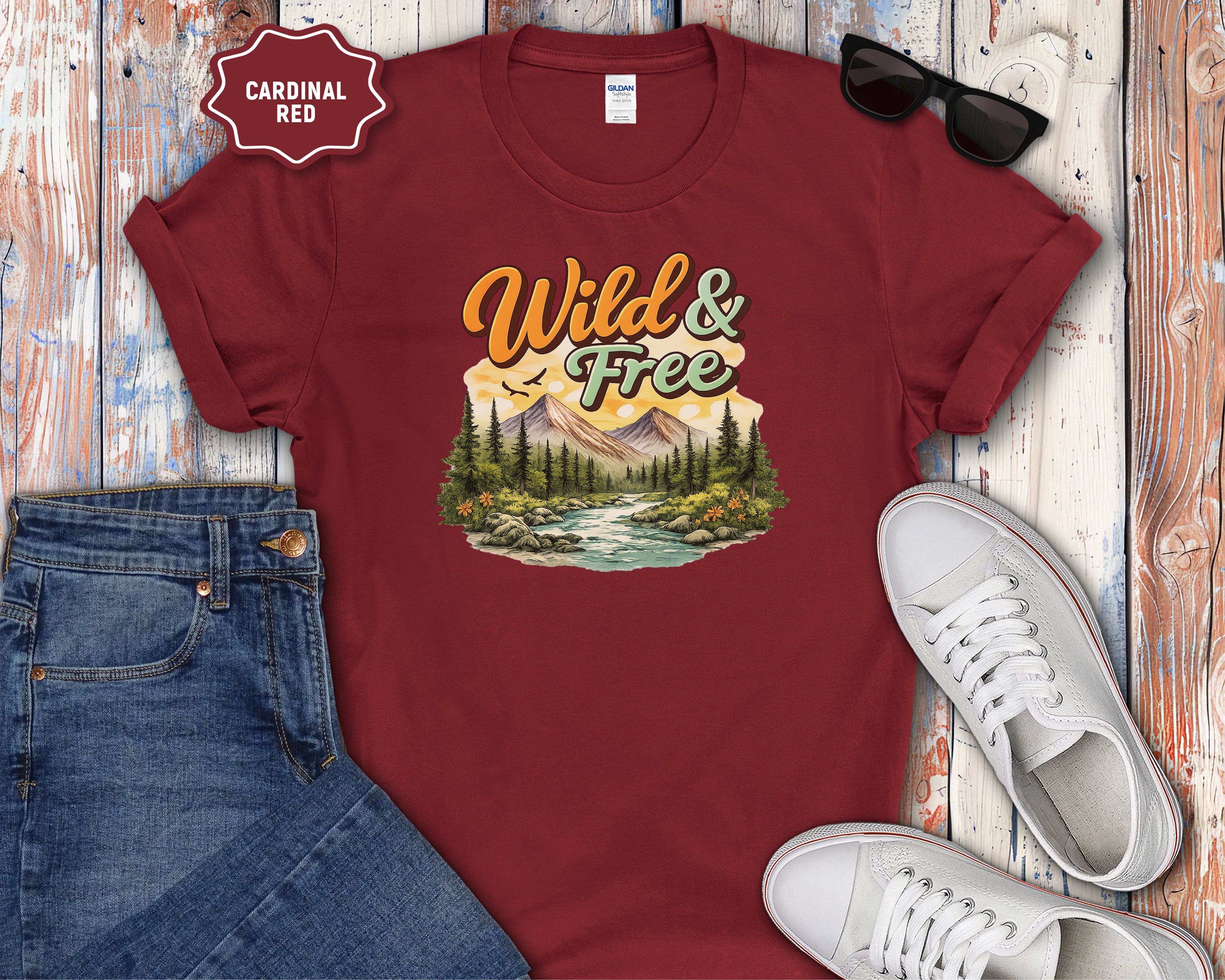 Wild & Free Mountain Scene T-Shirt