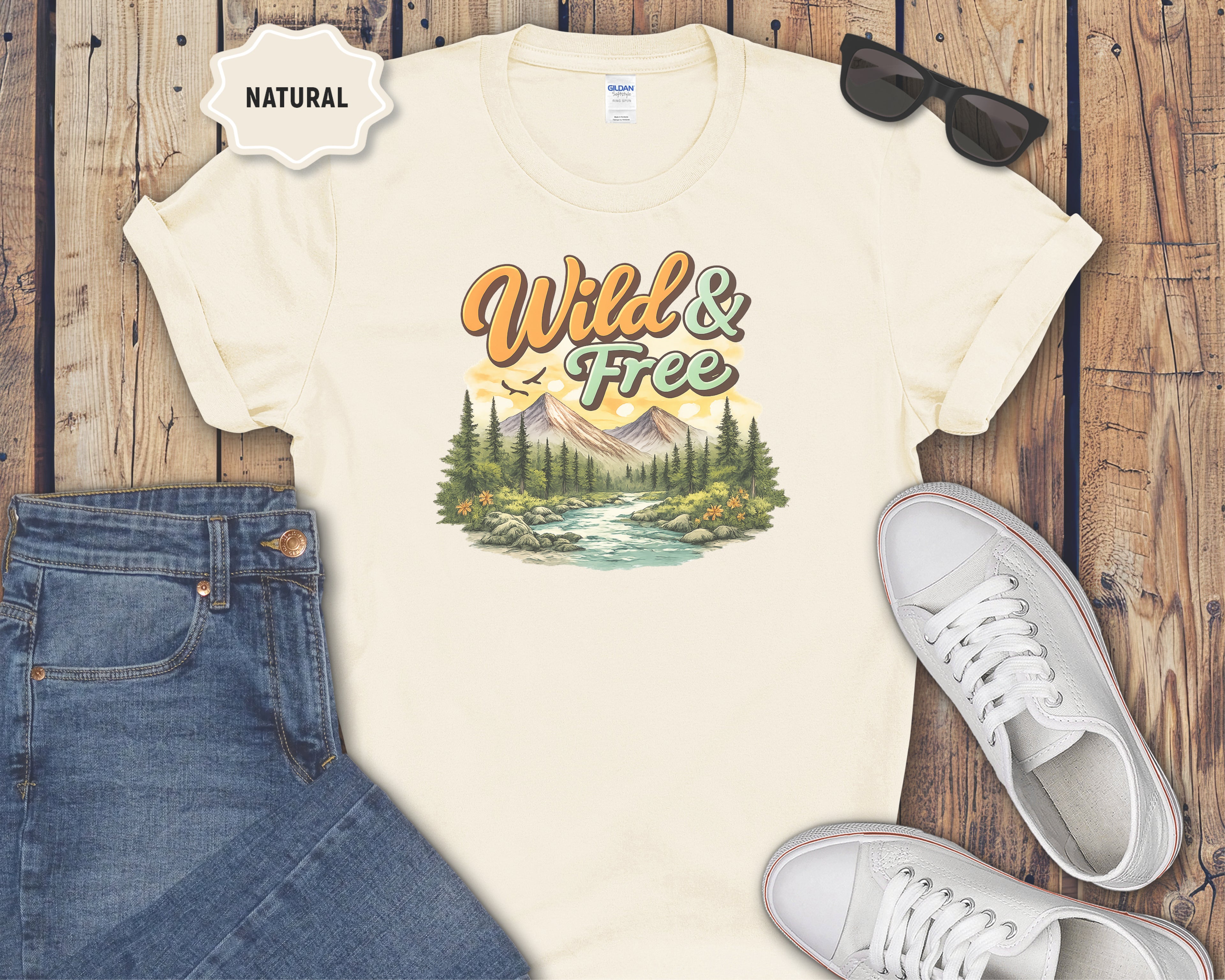 Wild & Free Mountain Scene T-Shirt
